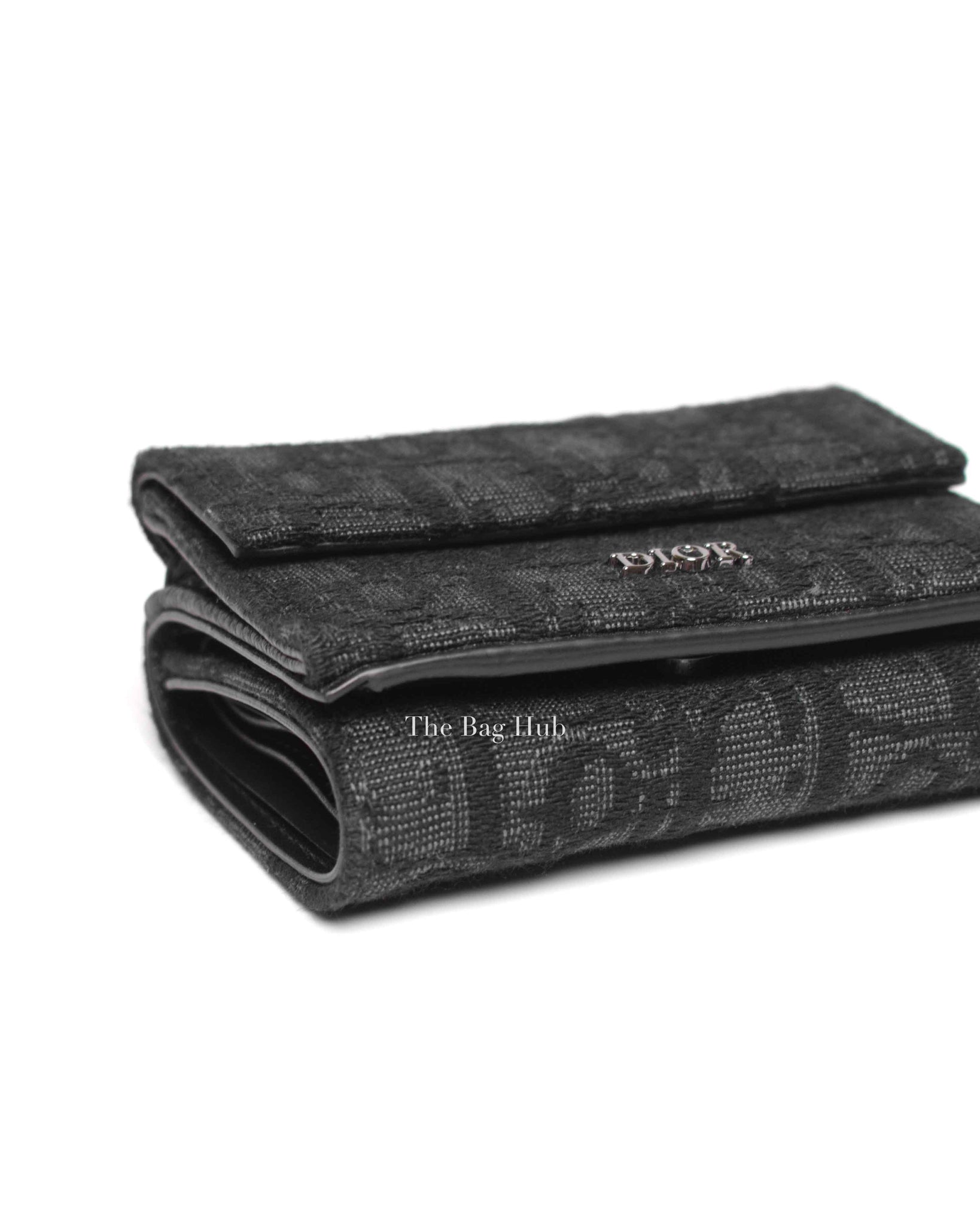 Dior Black Canvas Oblique Jacquard Trifold Wallet