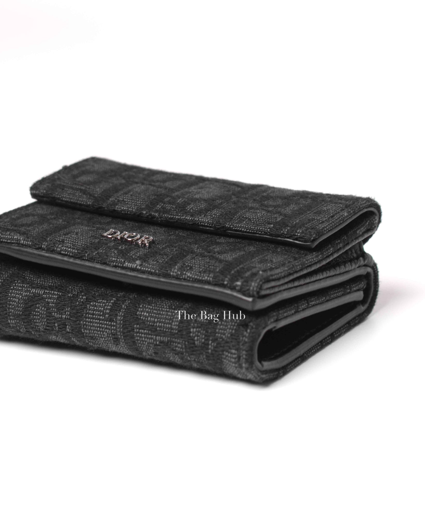 Dior Black Canvas Oblique Jacquard Trifold Wallet