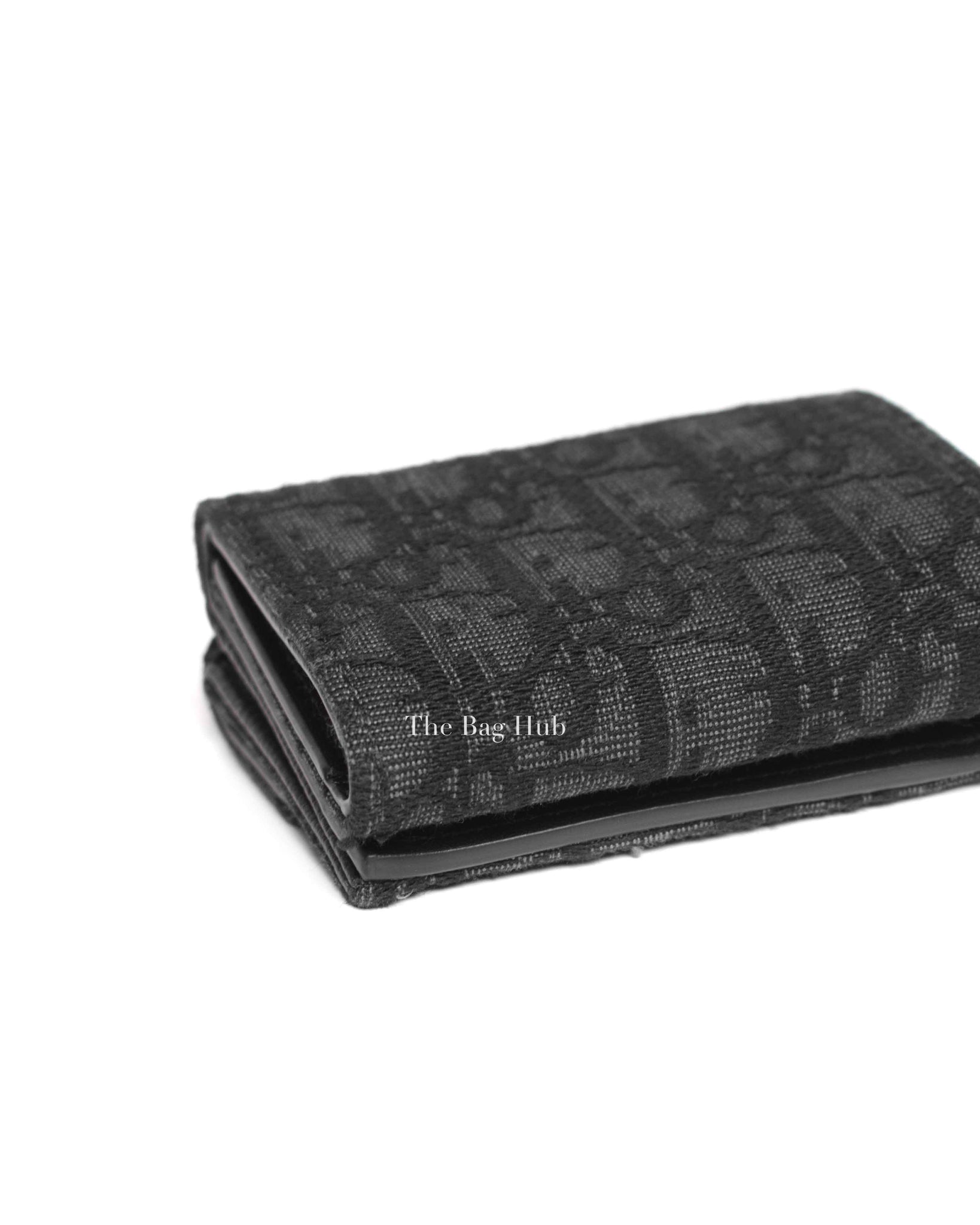 Dior Black Canvas Oblique Jacquard Trifold Wallet