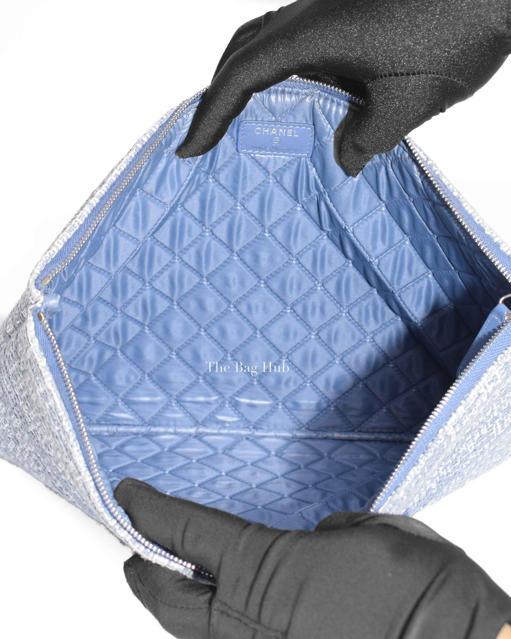 Chanel Blue Tweed Deauville Clutch Bag