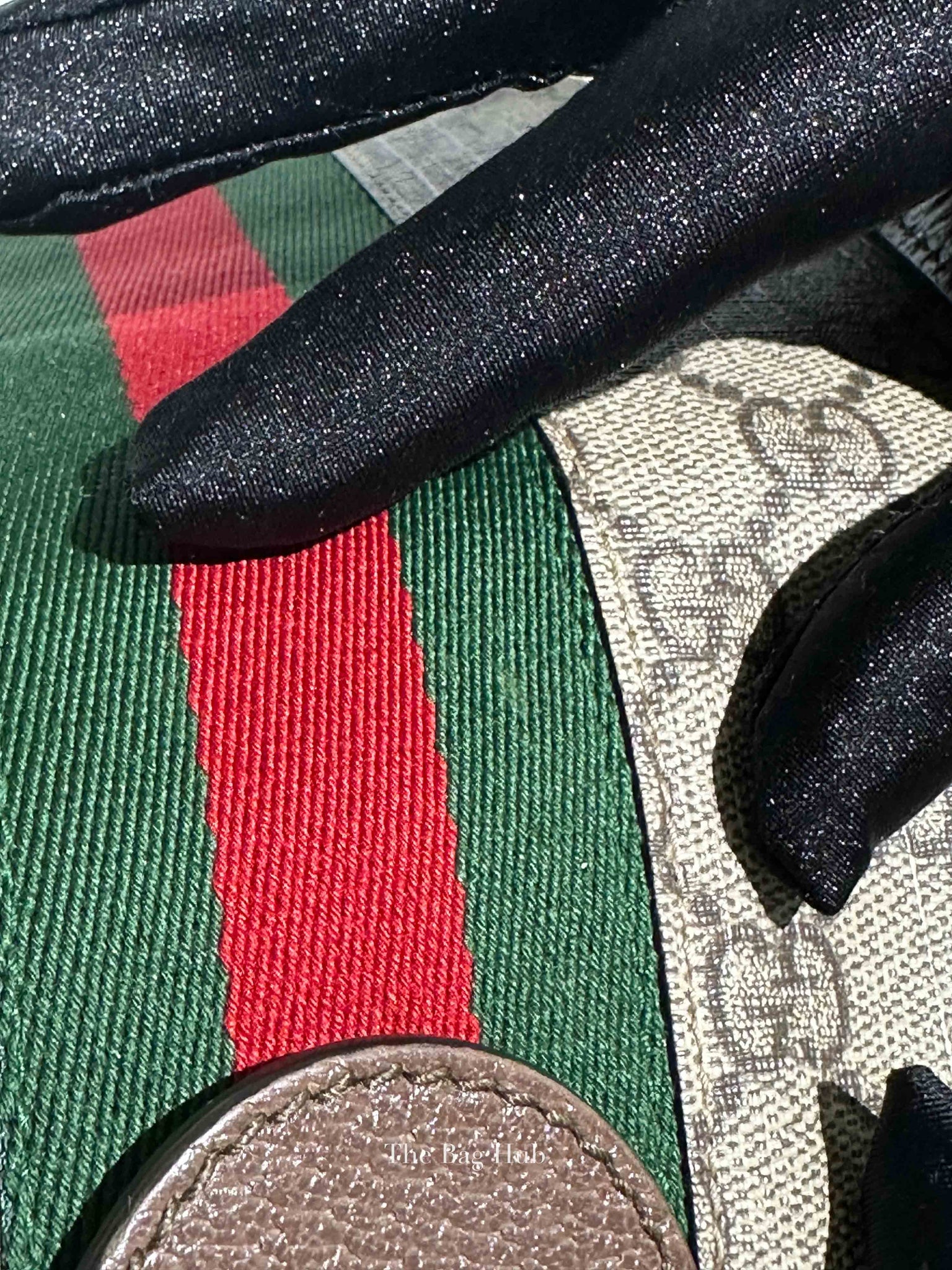 Gucci Beige/Ebony GG Canvas Web Ophidia Medium Tote Bag