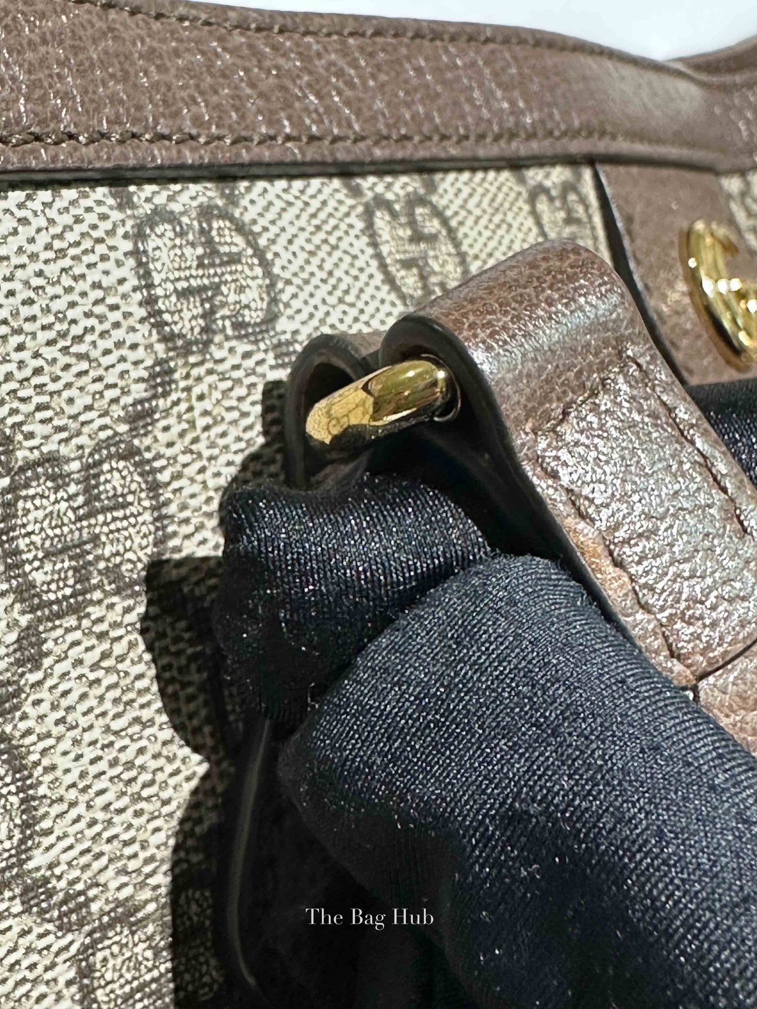 Gucci Beige/Ebony GG Canvas Web Ophidia Medium Tote Bag