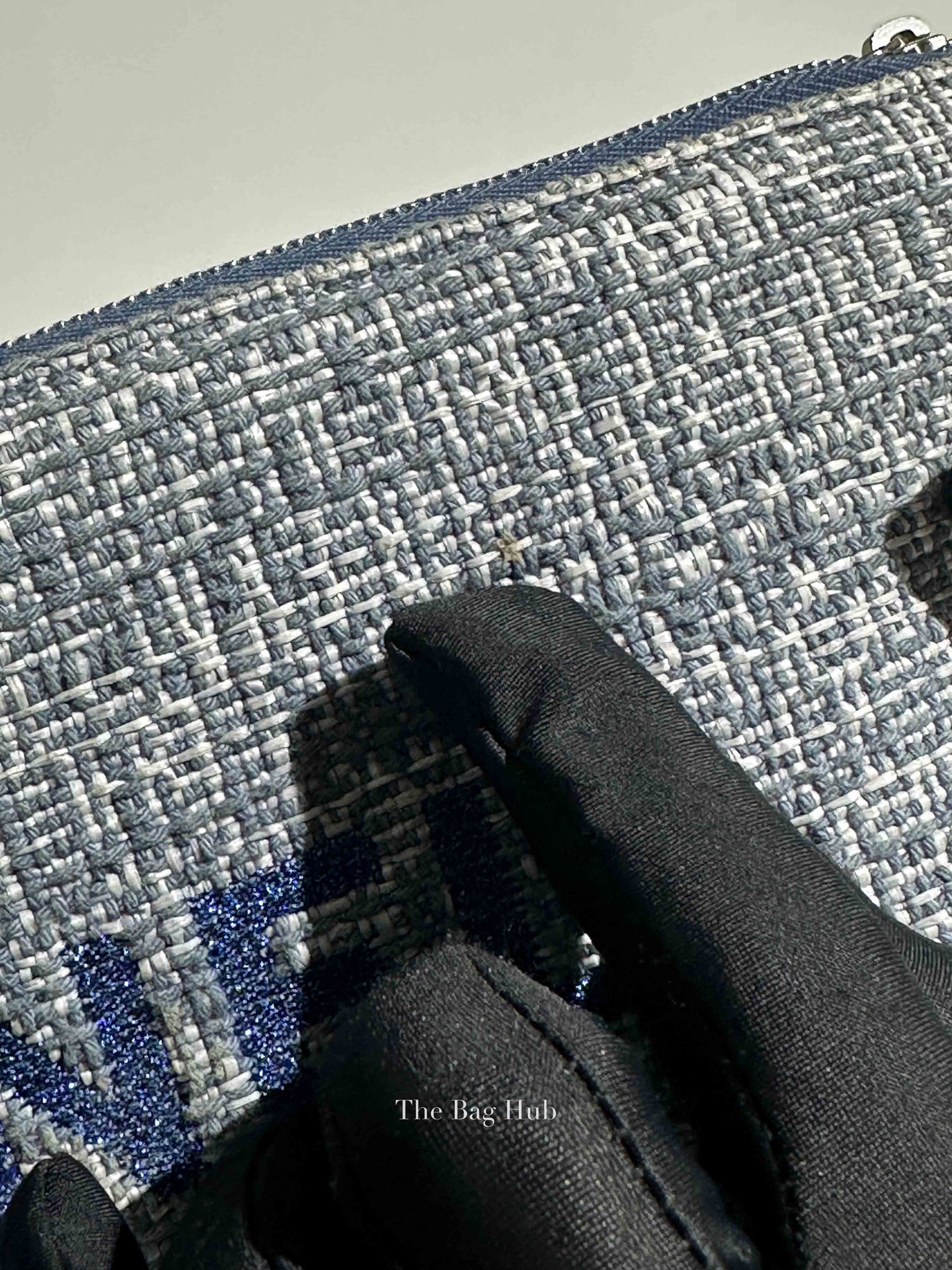 Chanel Blue Tweed Deauville Clutch Bag