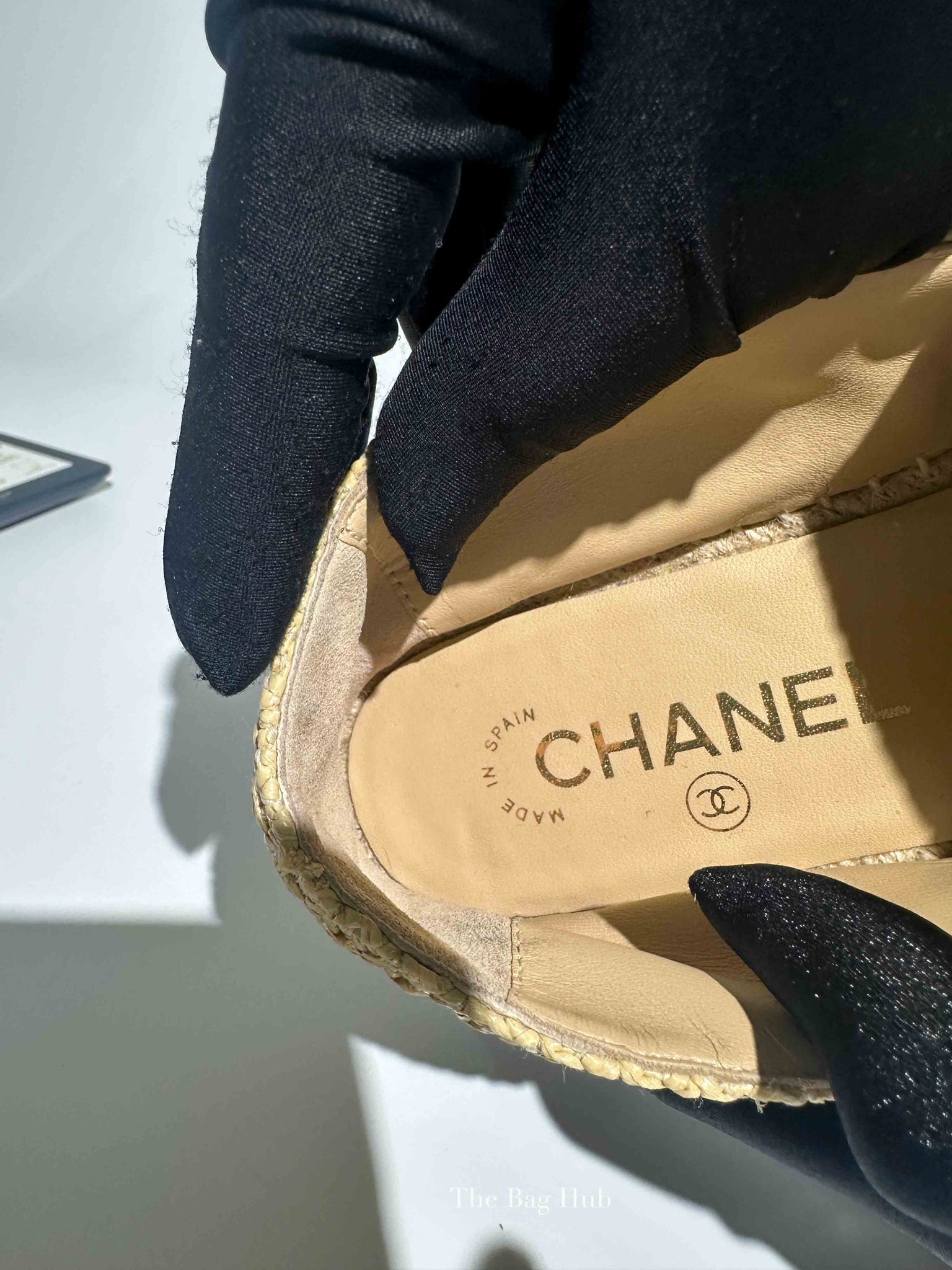 Chanel Beige/Black Raffia CC Espadrilles Size 38