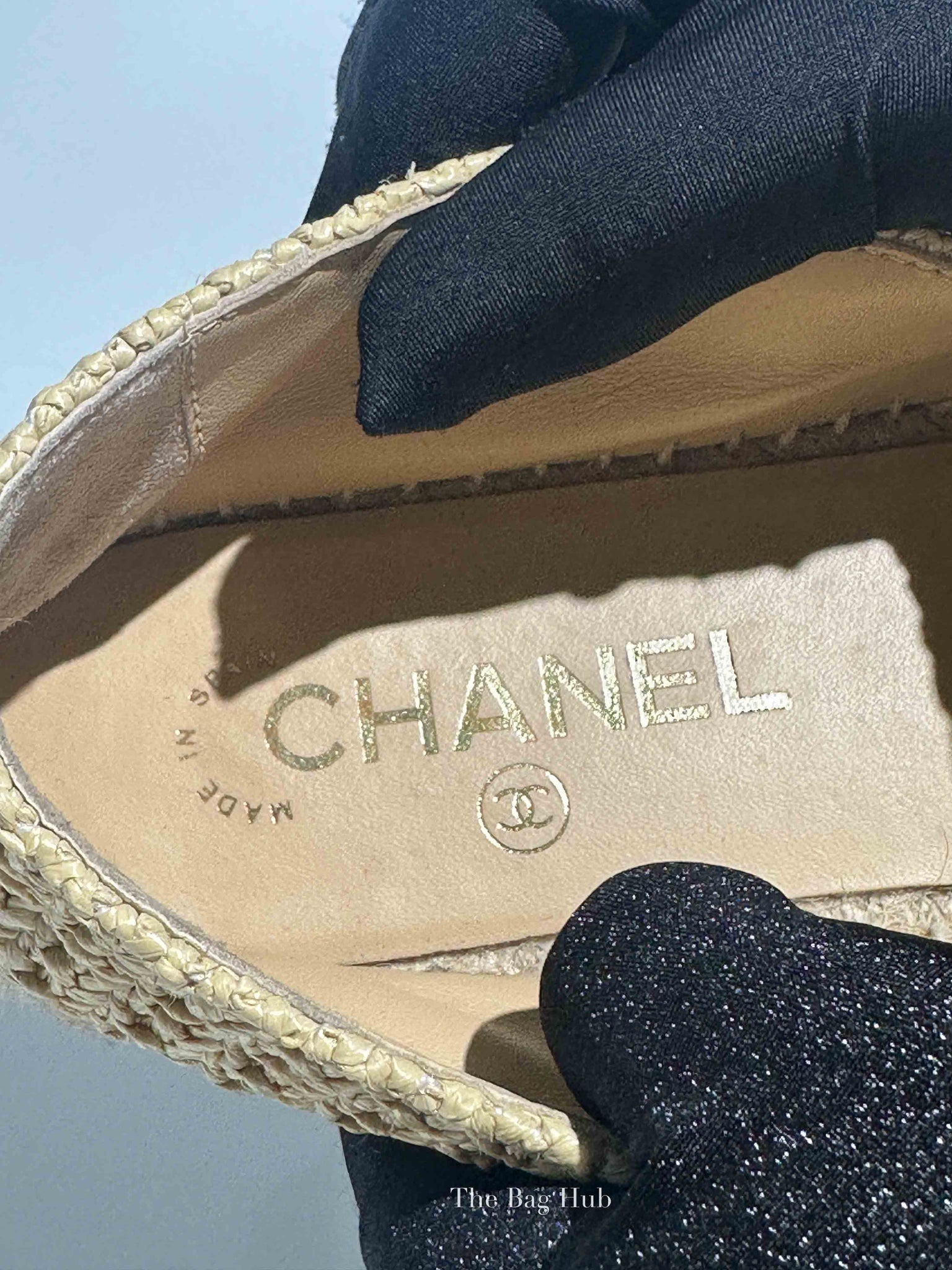 Chanel Beige/Black Raffia CC Espadrilles Size 38