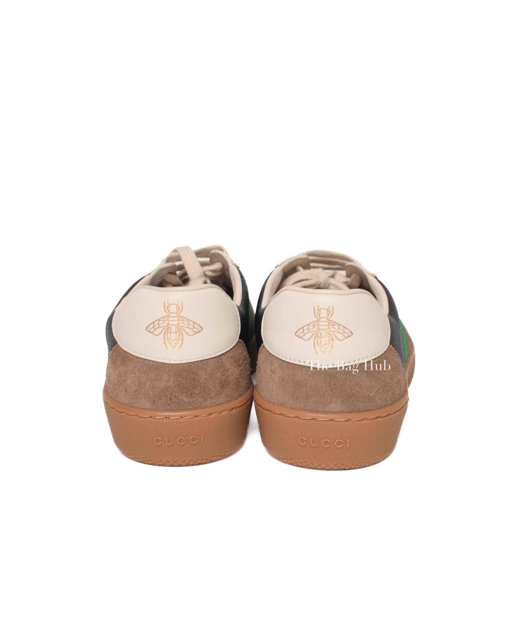 Gucci Black/Brown Leather/Suede Web Detail Sneakers Size 9