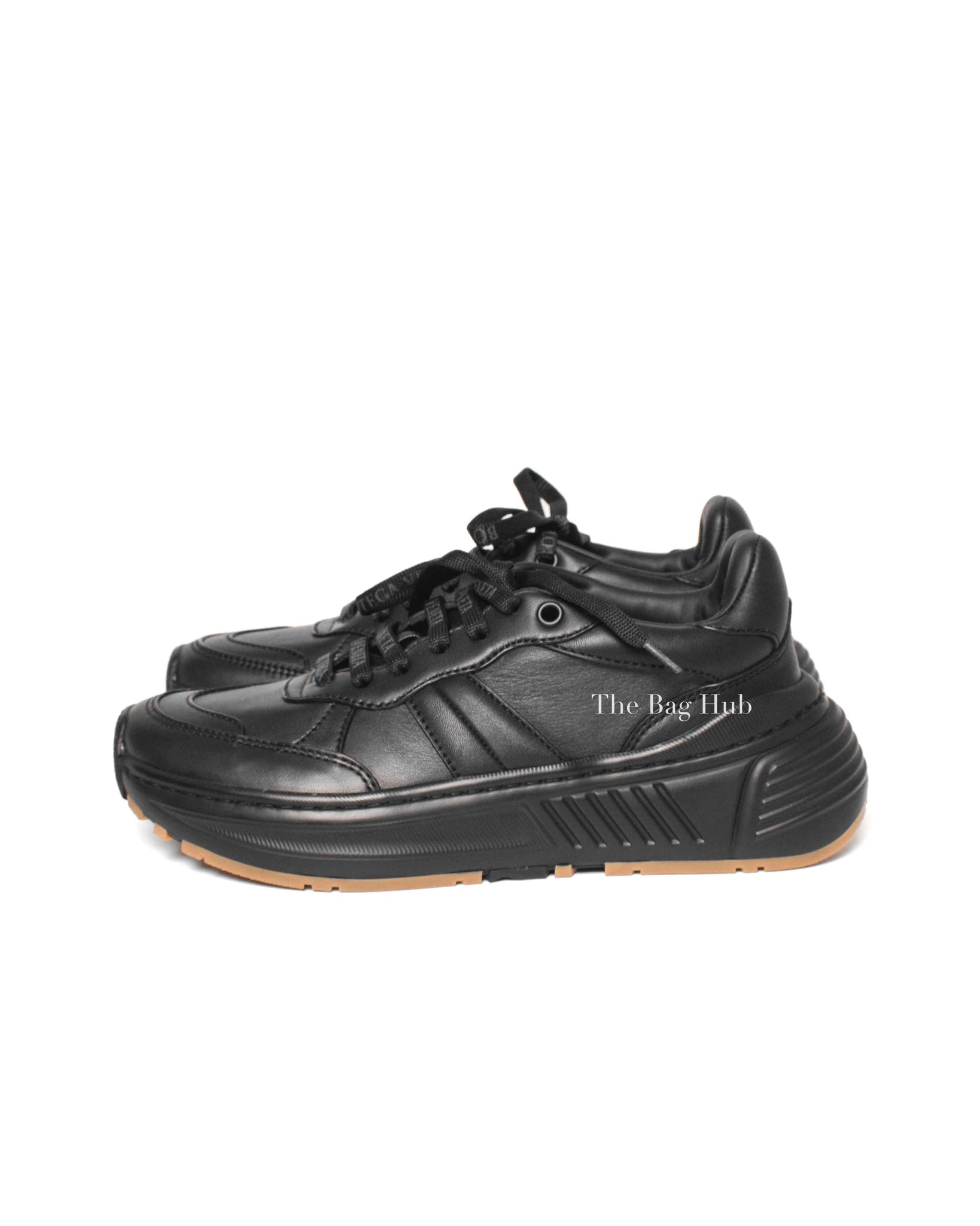 Bottega Veneta Black Leather Low Top Speedster Sneakers Size 36