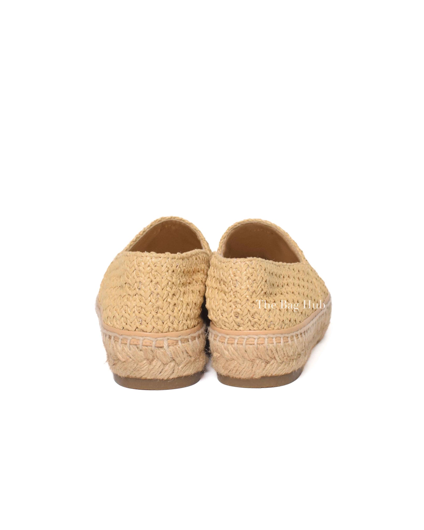 Chanel Beige/Black Raffia CC Espadrilles Size 38