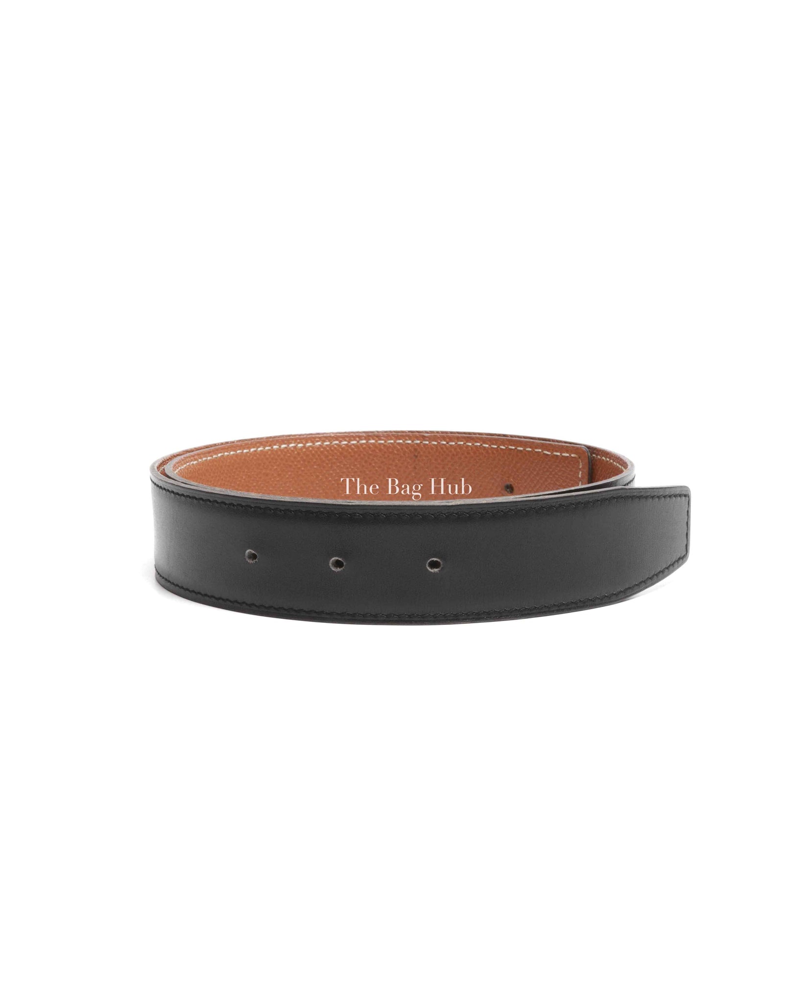 Hermes Noir/Gold Leather Reversible Belt Strap 65cm