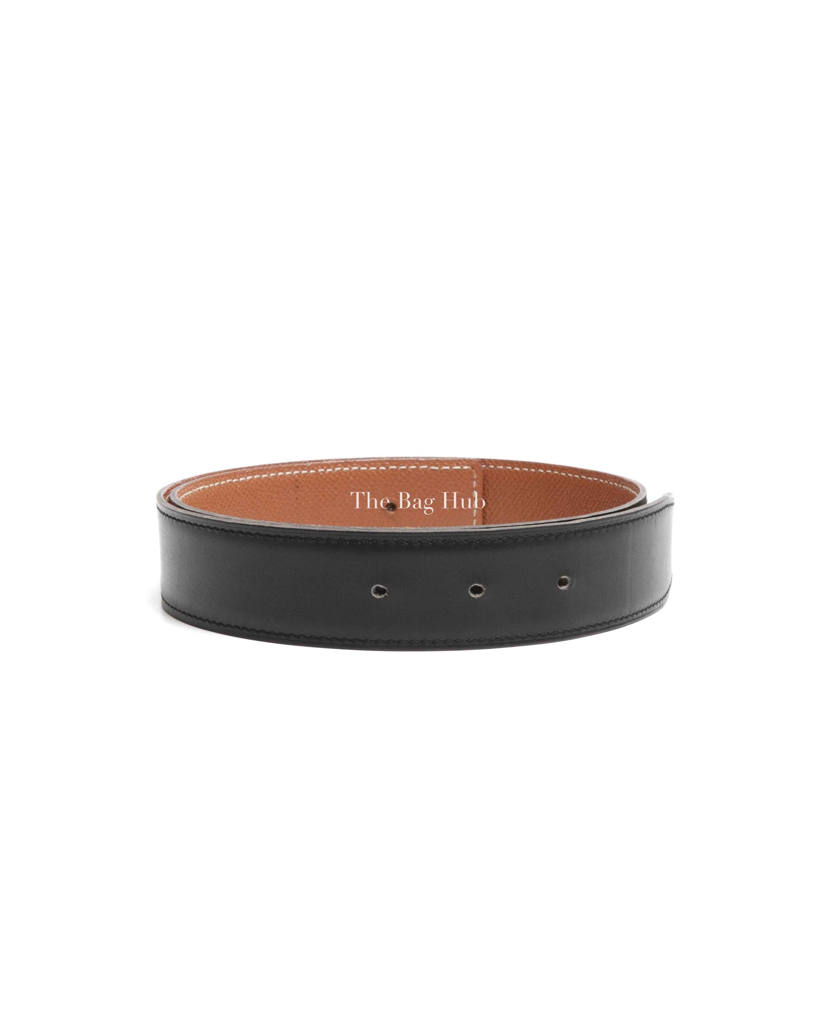 Hermes Noir/Gold Leather Reversible Belt Strap 65cm
