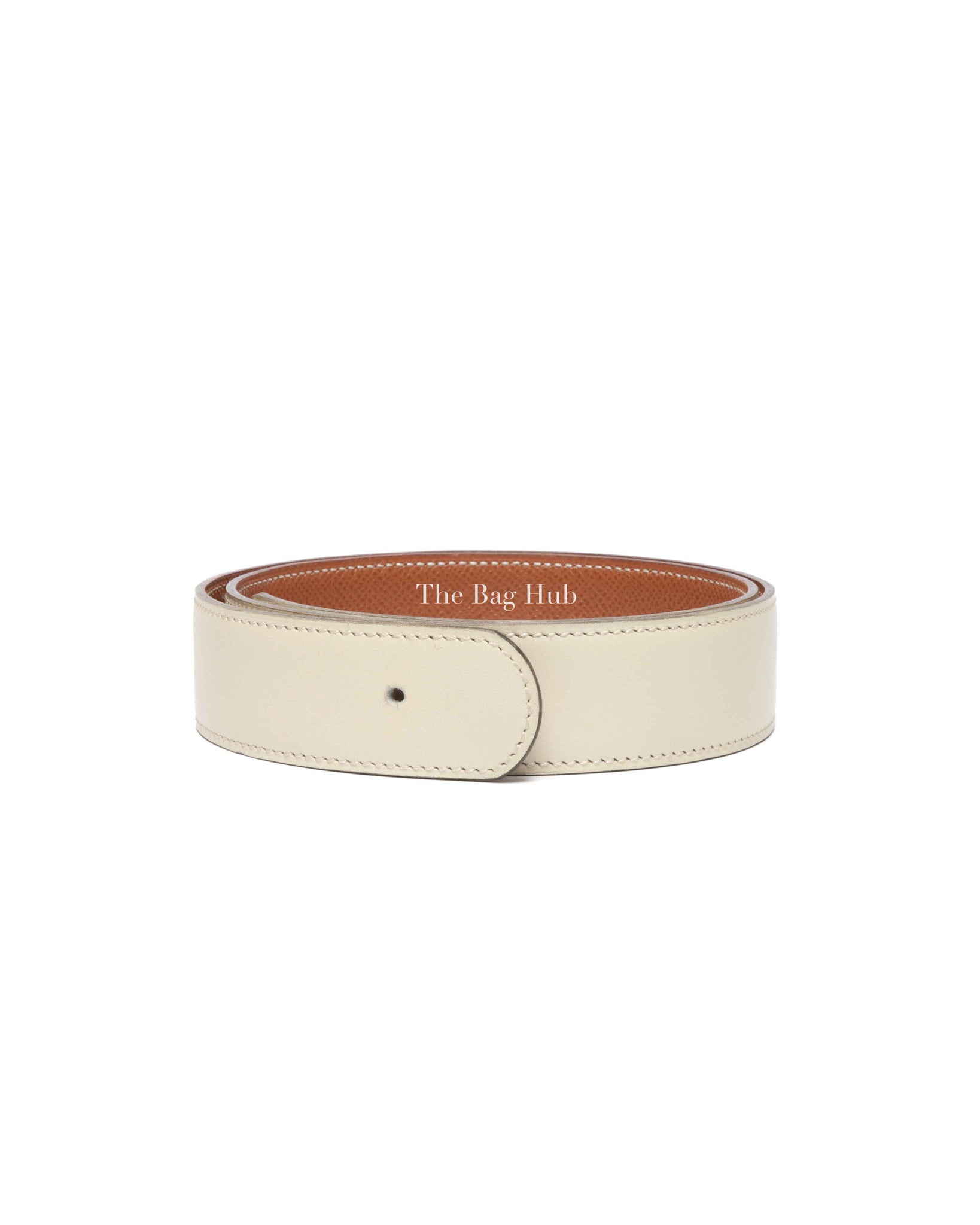 Hermes White/Gold Leather Reversible Belt Strap 75cm