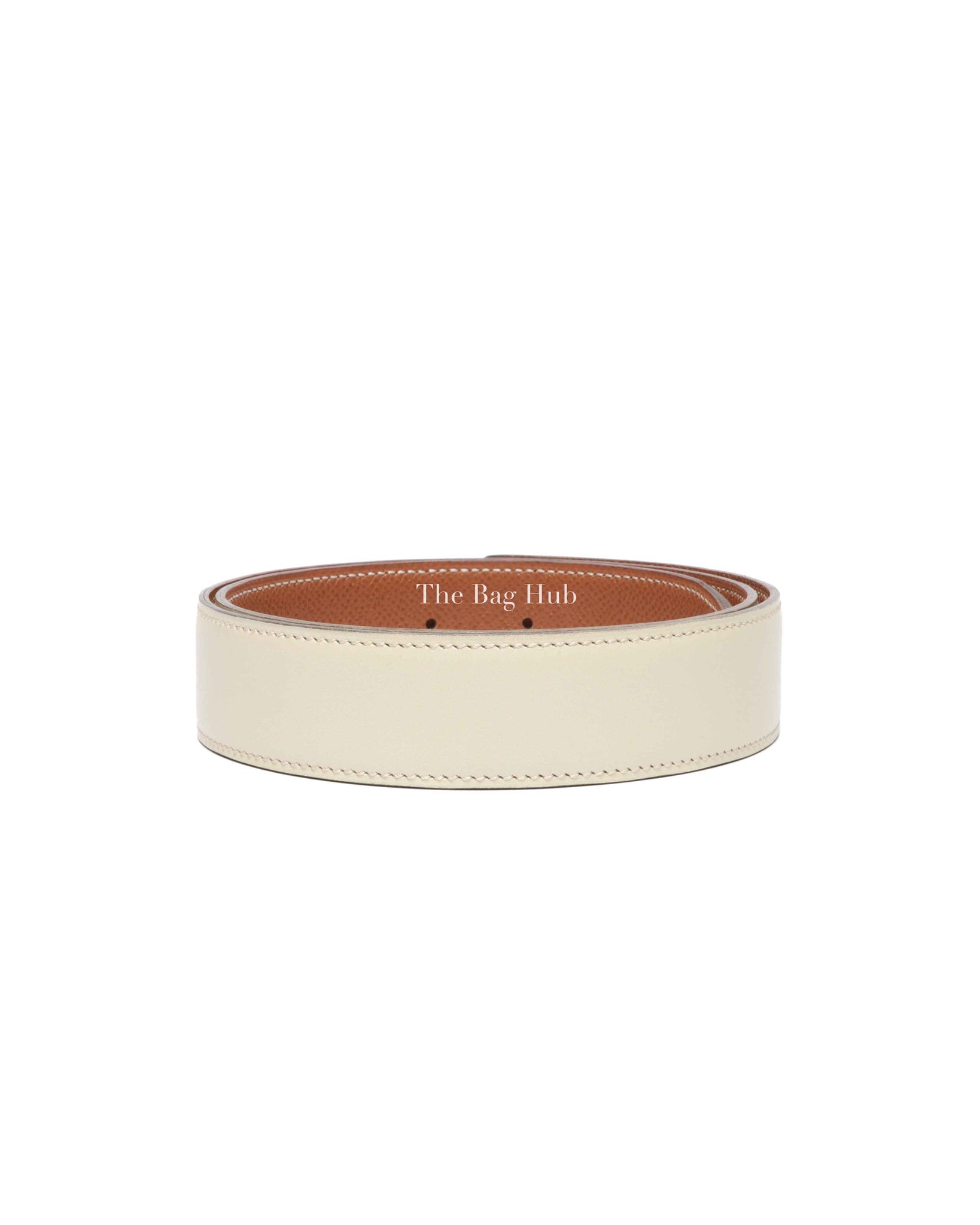 Hermes White/Gold Leather Reversible Belt Strap 75cm