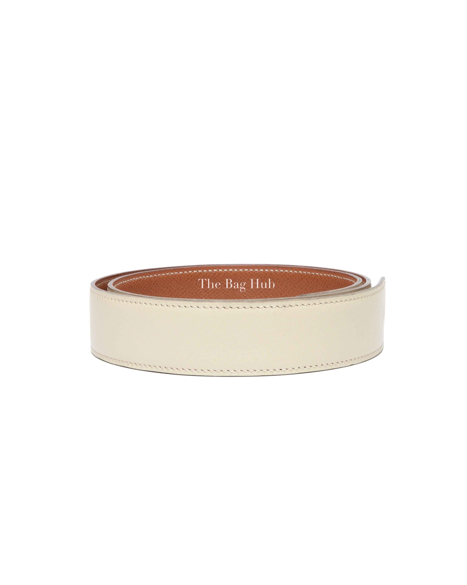 Hermes White/Gold Leather Reversible Belt Strap 75cm
