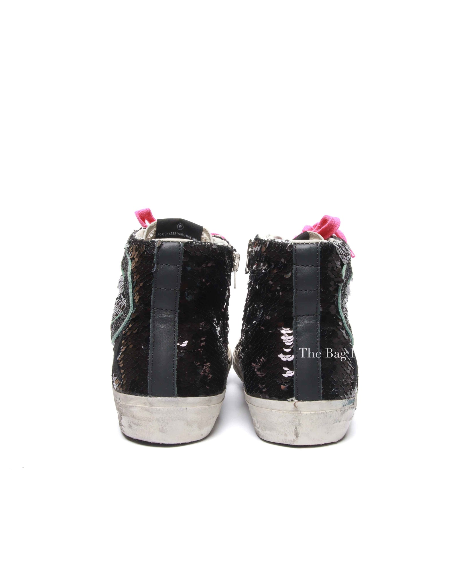 Golden Goose Black Multicolor Sequinned Slide High-Top Sneakers Size 38