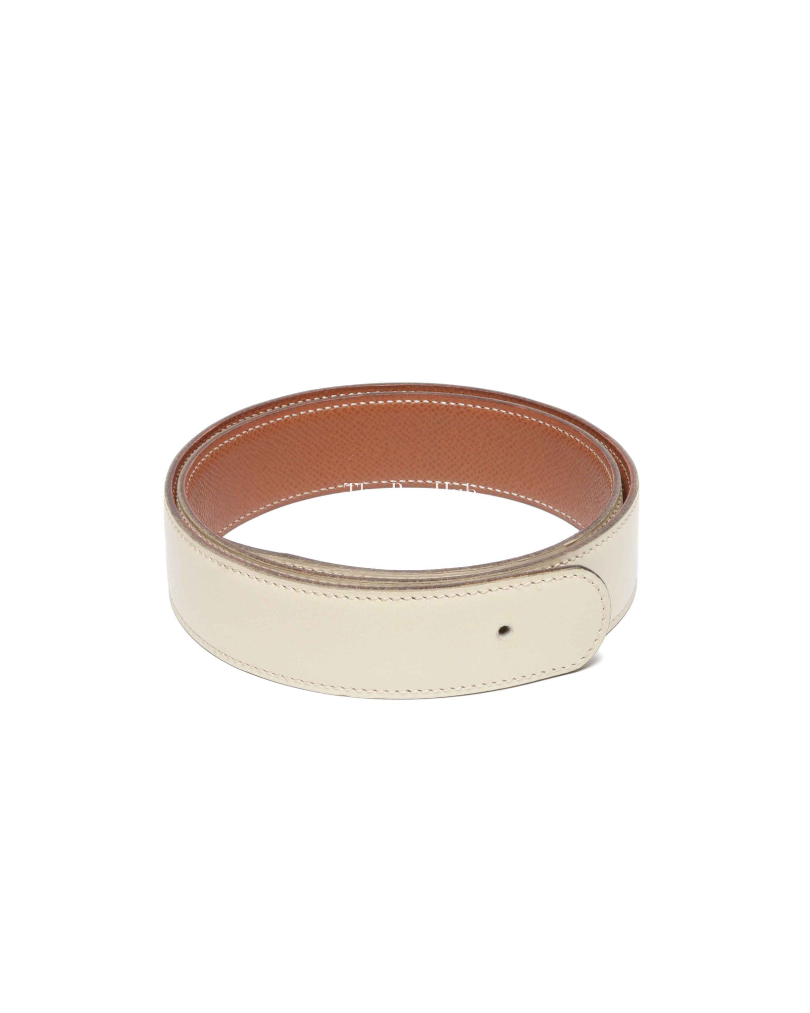 Hermes White/Gold Leather Reversible Belt Strap 75cm