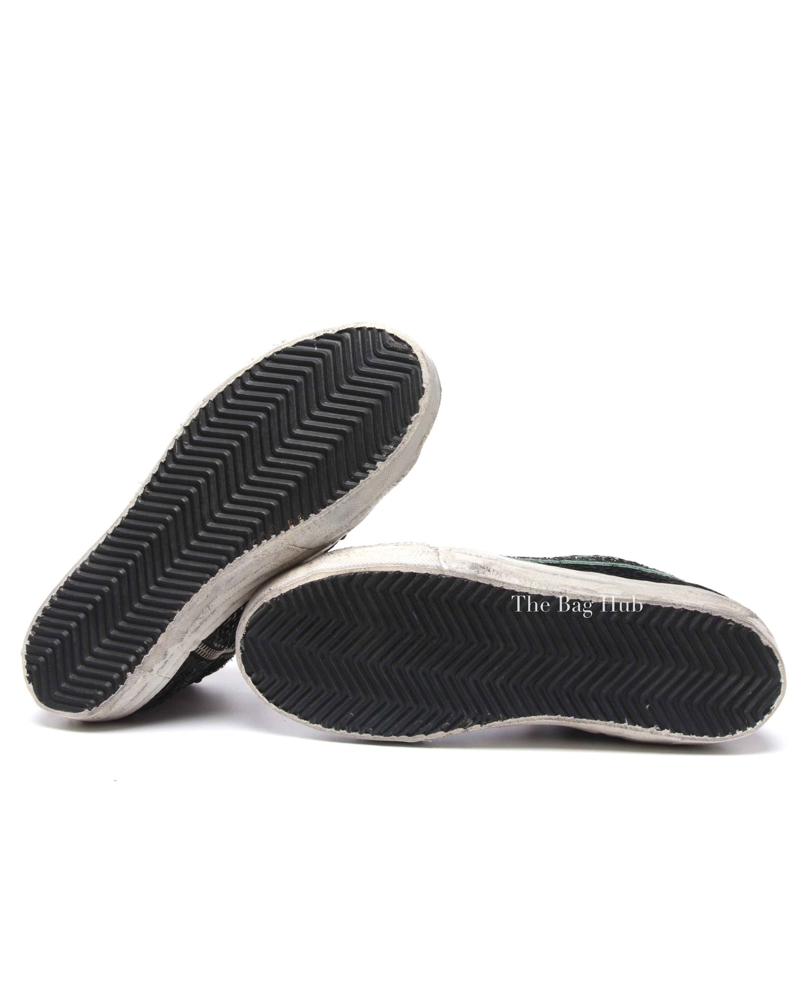 Golden Goose Black Multicolor Sequinned Slide High-Top Sneakers Size 38