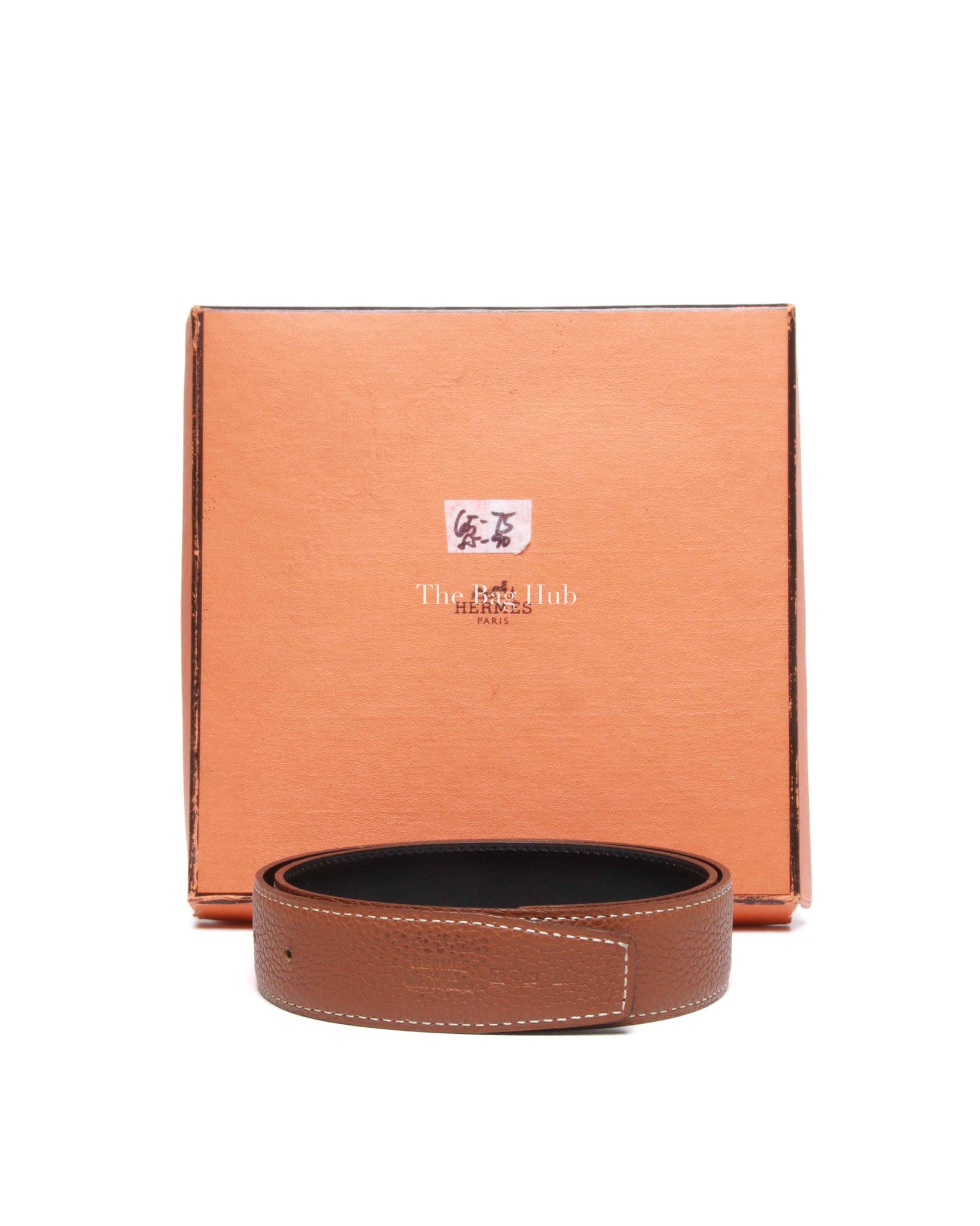 Hermes Noir/Gold Leather Reversible Belt Strap 65cm