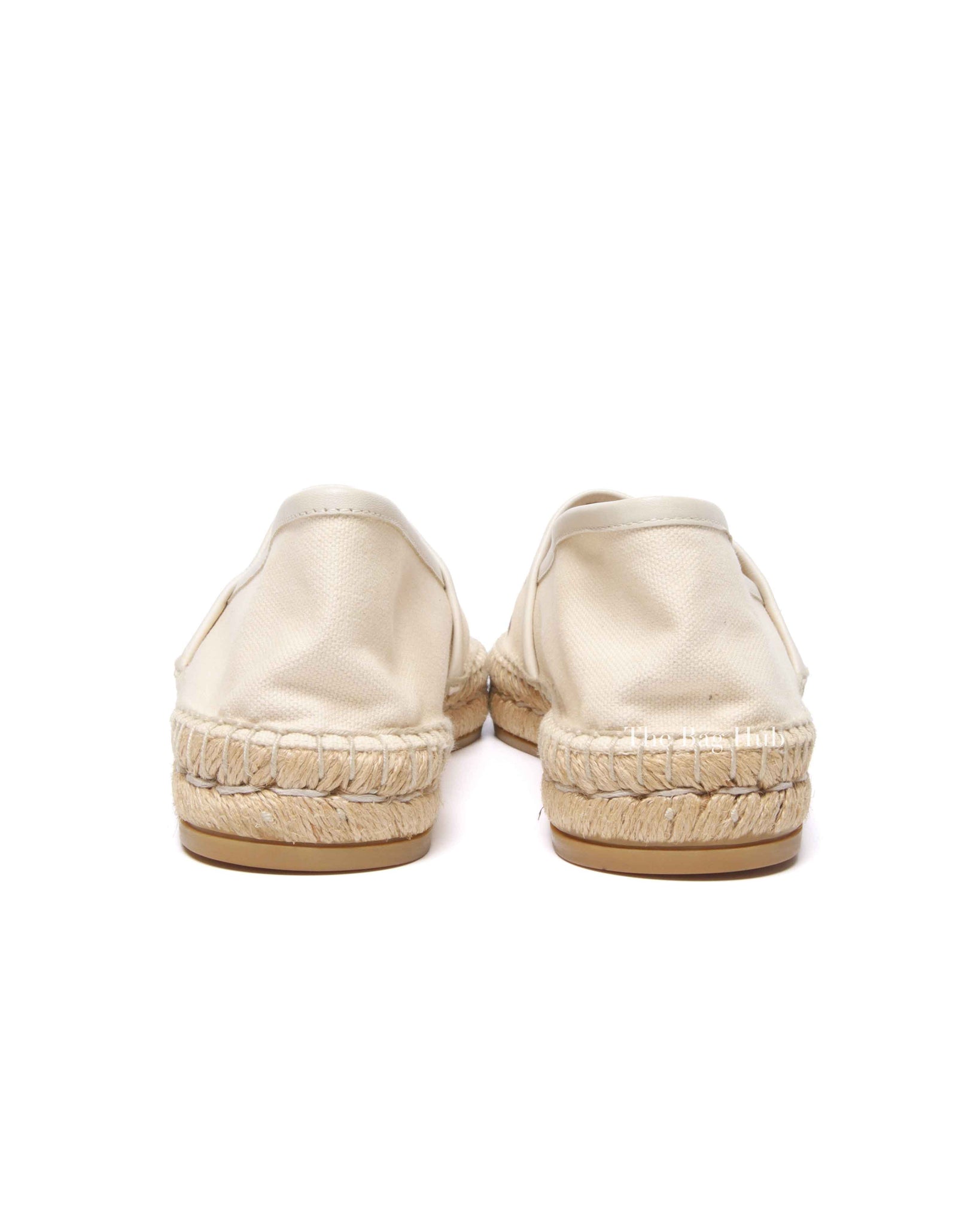 Gucci Cream Canvas Logo Printed Espadrilles Size 39