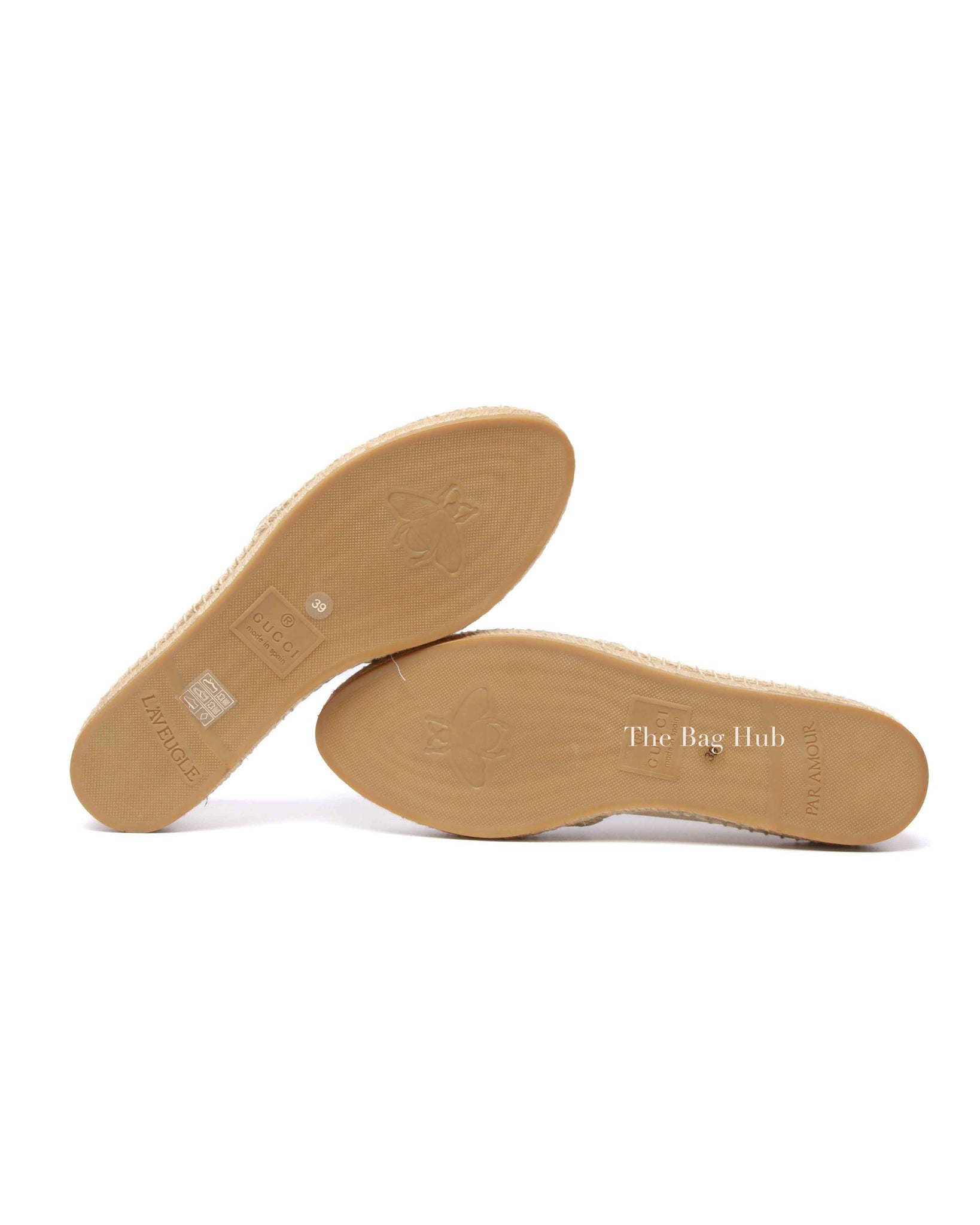 Gucci Cream Canvas Logo Printed Espadrilles Size 39