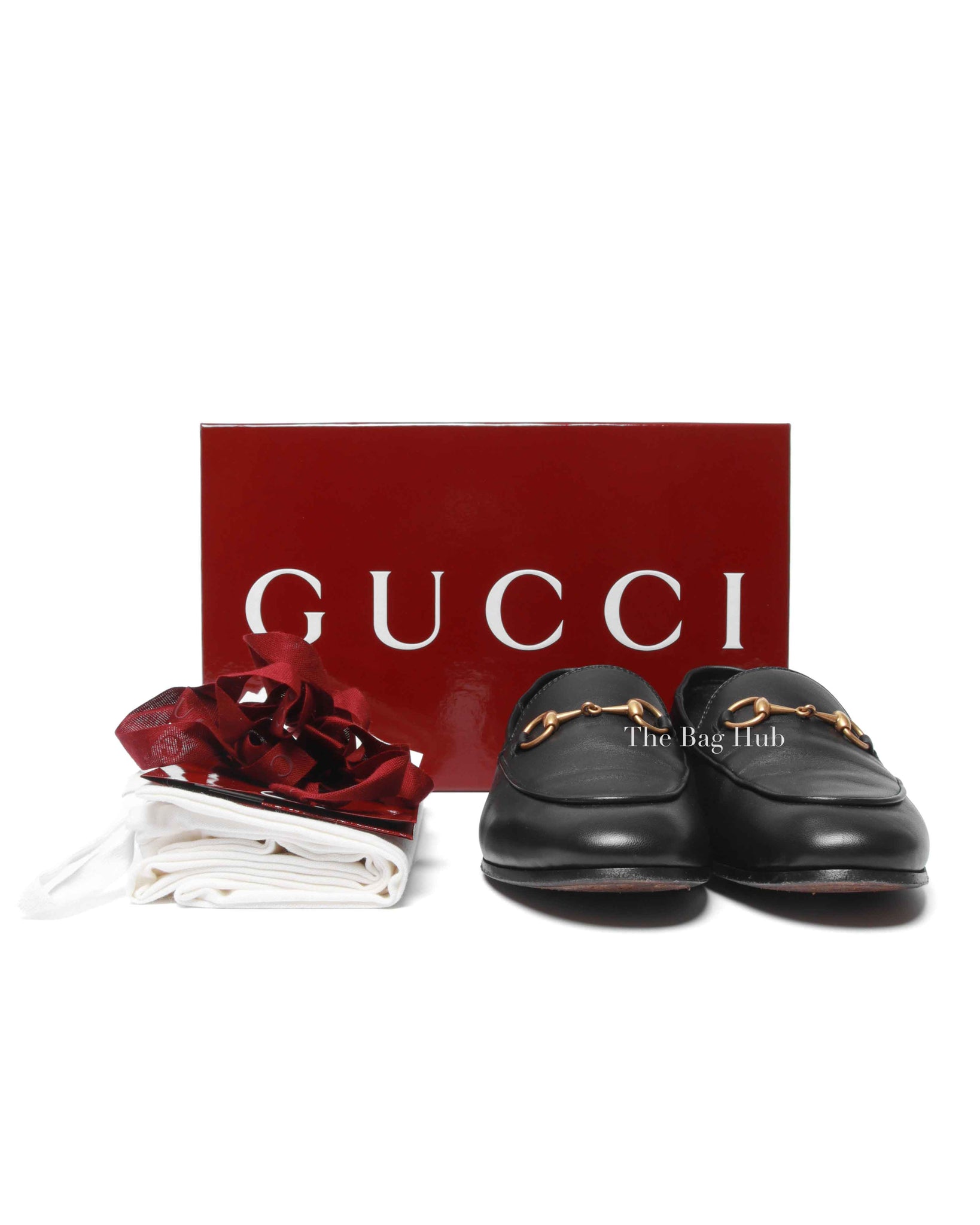 Gucci Black Leather Horsebit Women's Loafers Size 36.5