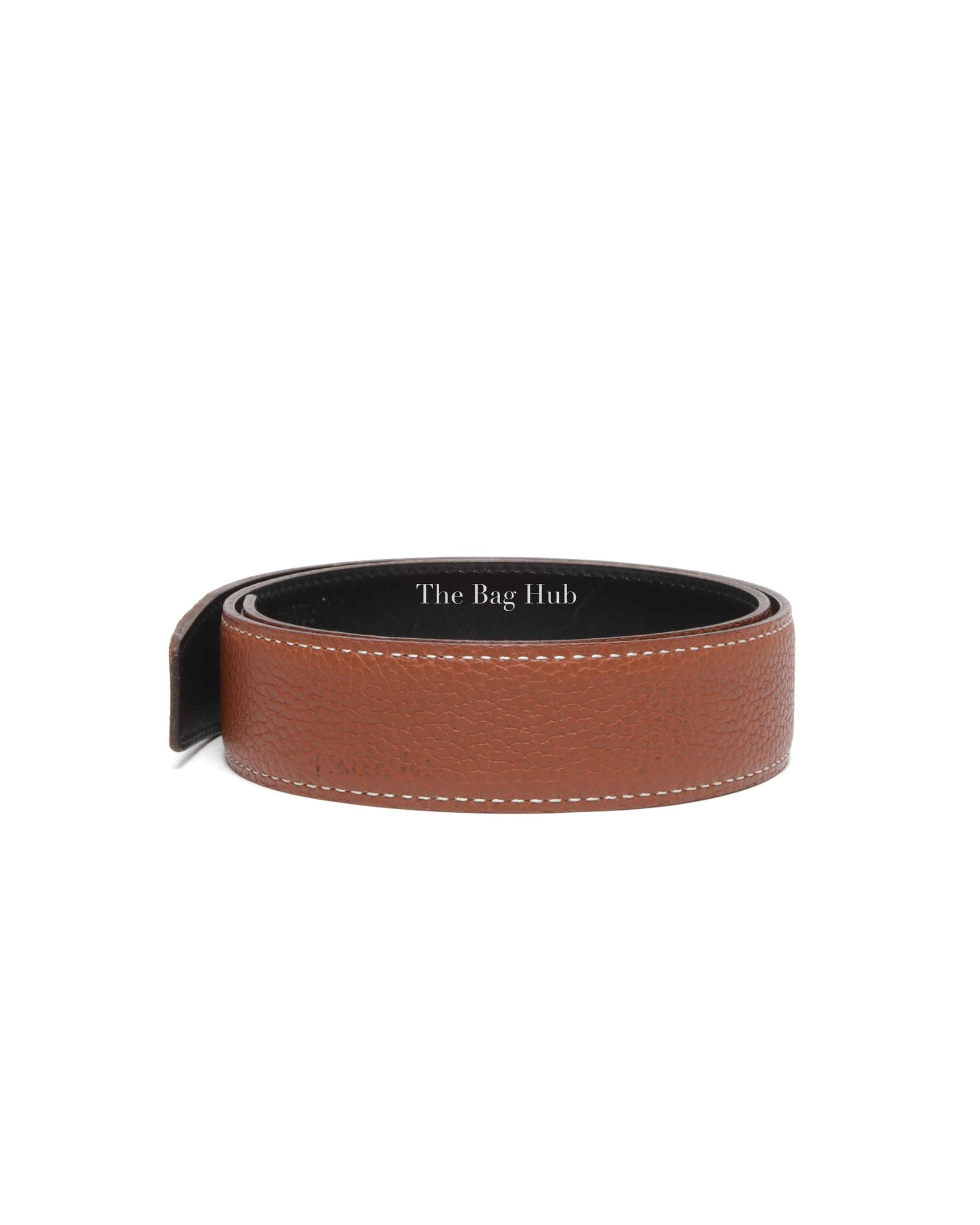 Hermes Noir/Gold Leather Reversible Belt Strap 65cm