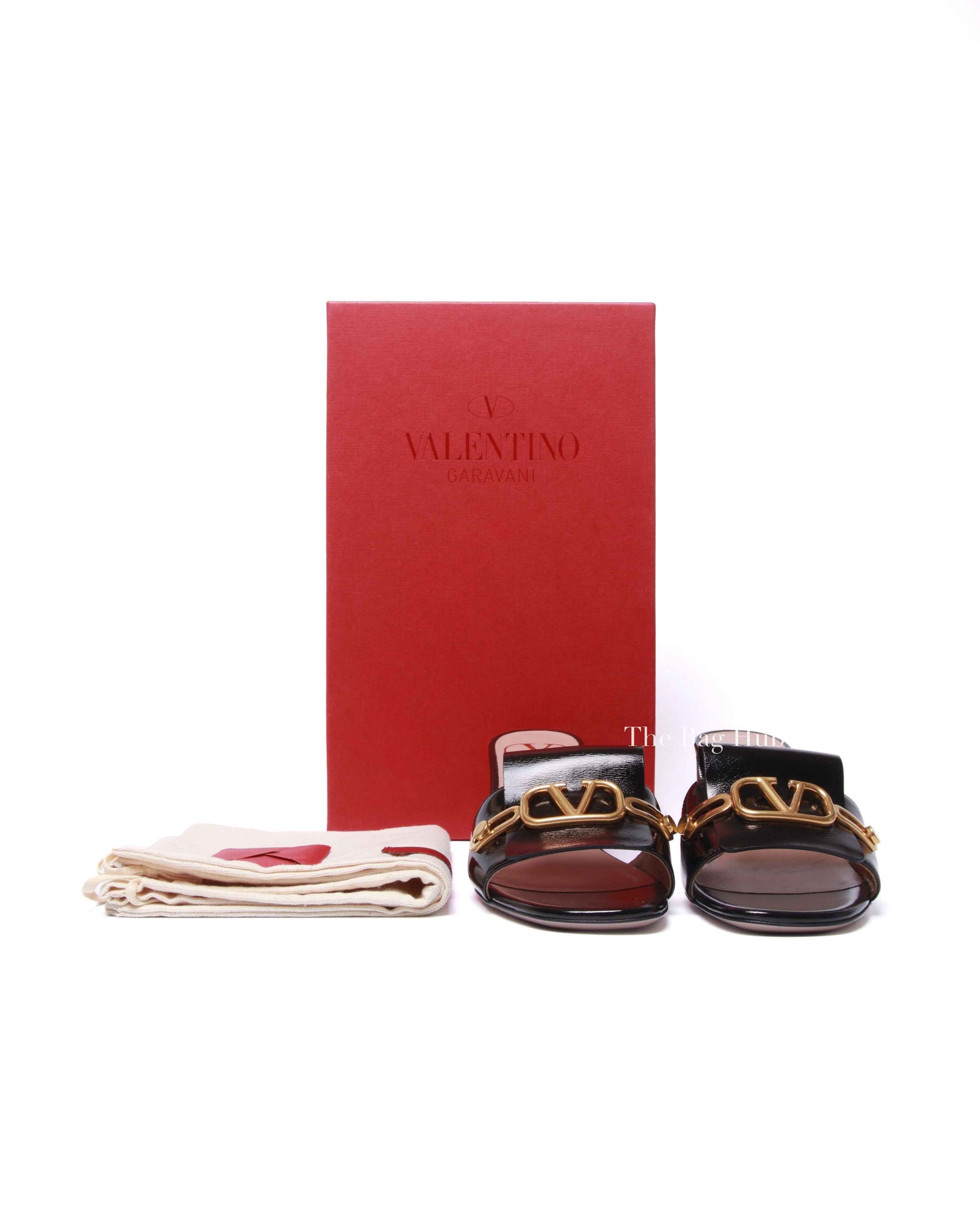 Valentino Garavani Nero Calfskin VLogo Signature Sandals Size 36.5