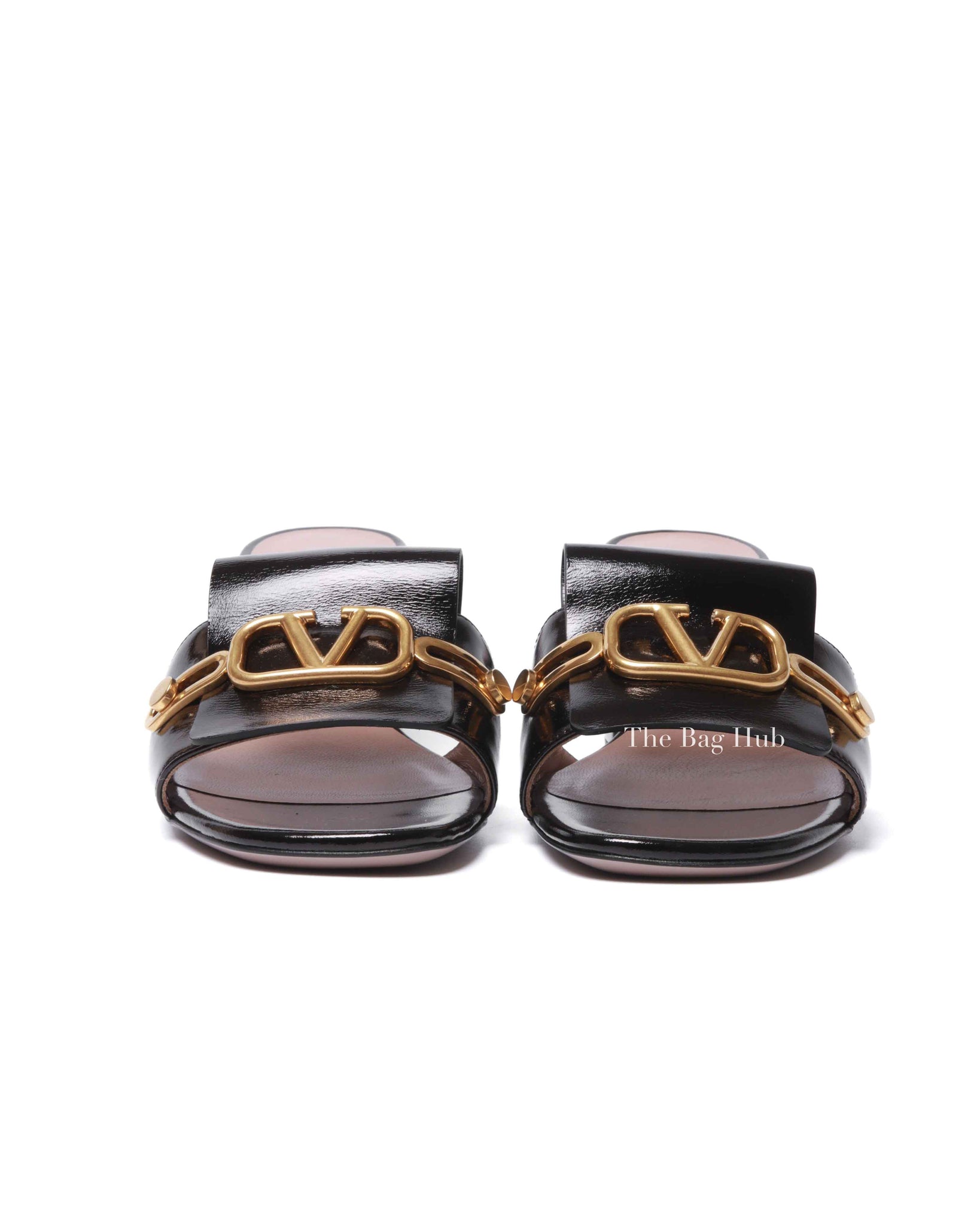 Valentino Garavani Nero Calfskin VLogo Signature Sandals Size 36.5
