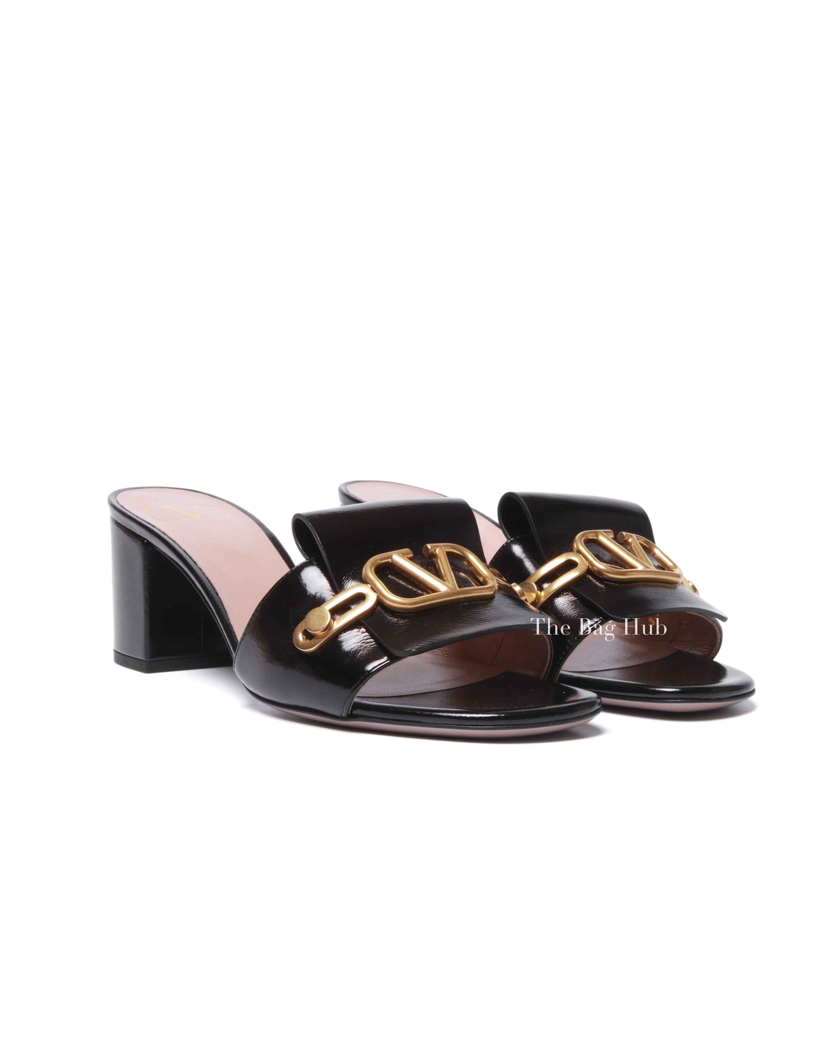 Valentino Garavani Nero Calfskin VLogo Signature Sandals Size 36.5