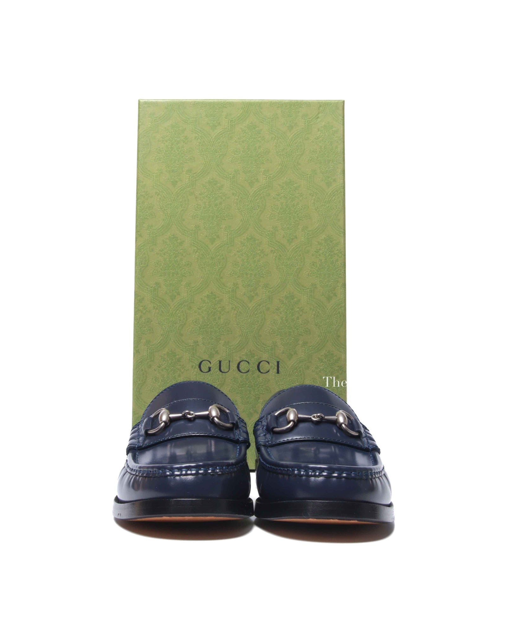 Gucci Dark Blue Leather Horsebit Loafers Size 6.5