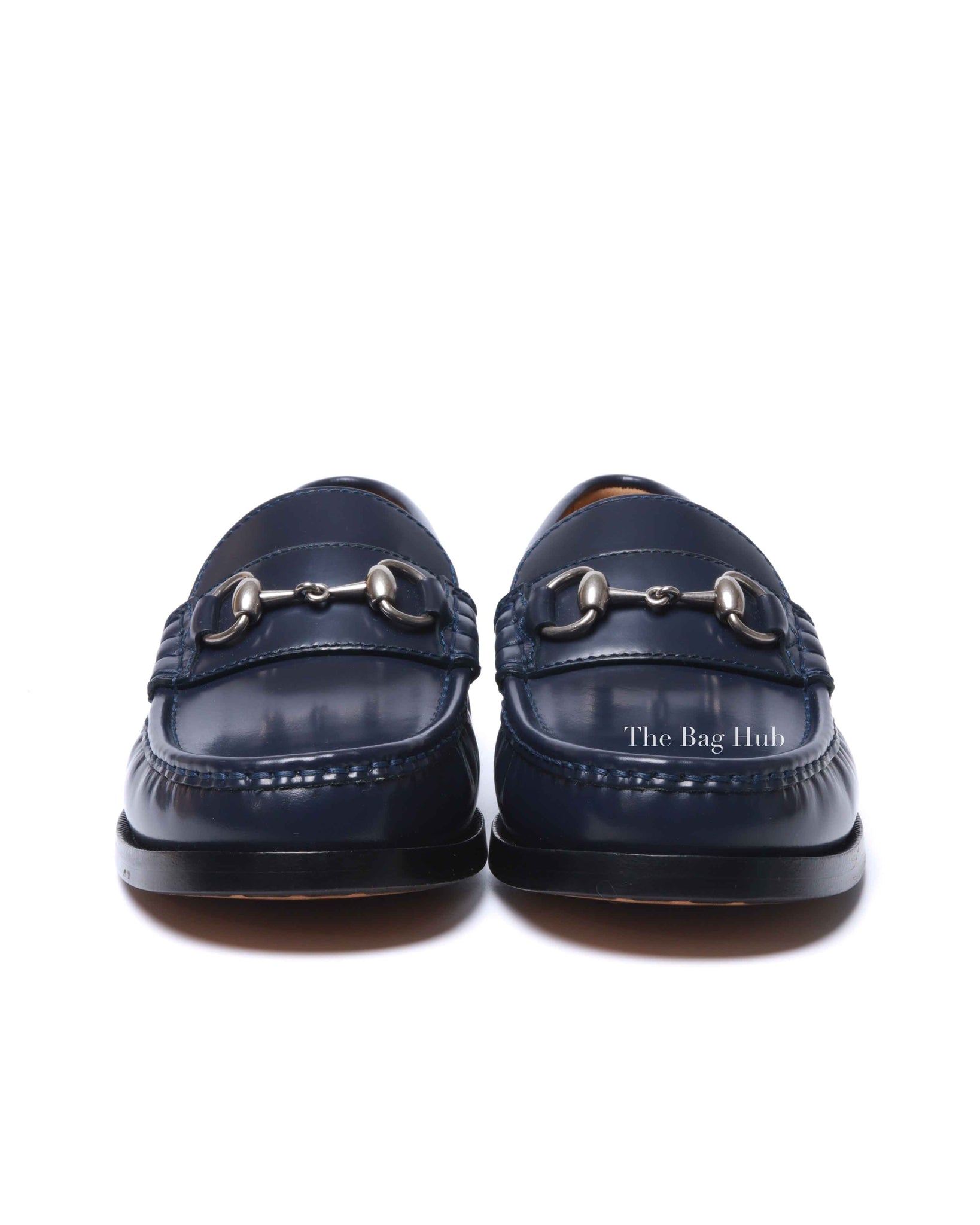 Gucci Dark Blue Leather Horsebit Loafers Size 6.5