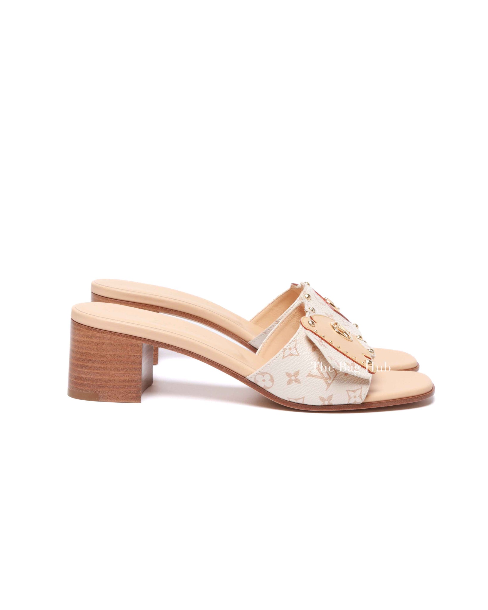 Louis Vuitton Dune Beige Monogram Canvas Frame Mules Size 38