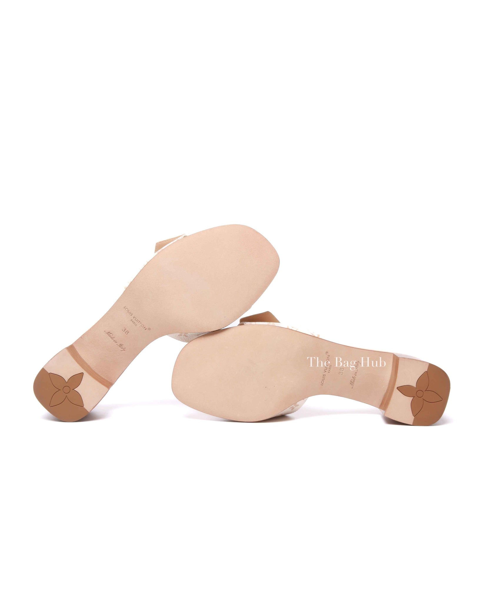 Louis Vuitton Dune Beige Monogram Canvas Frame Mules Size 38