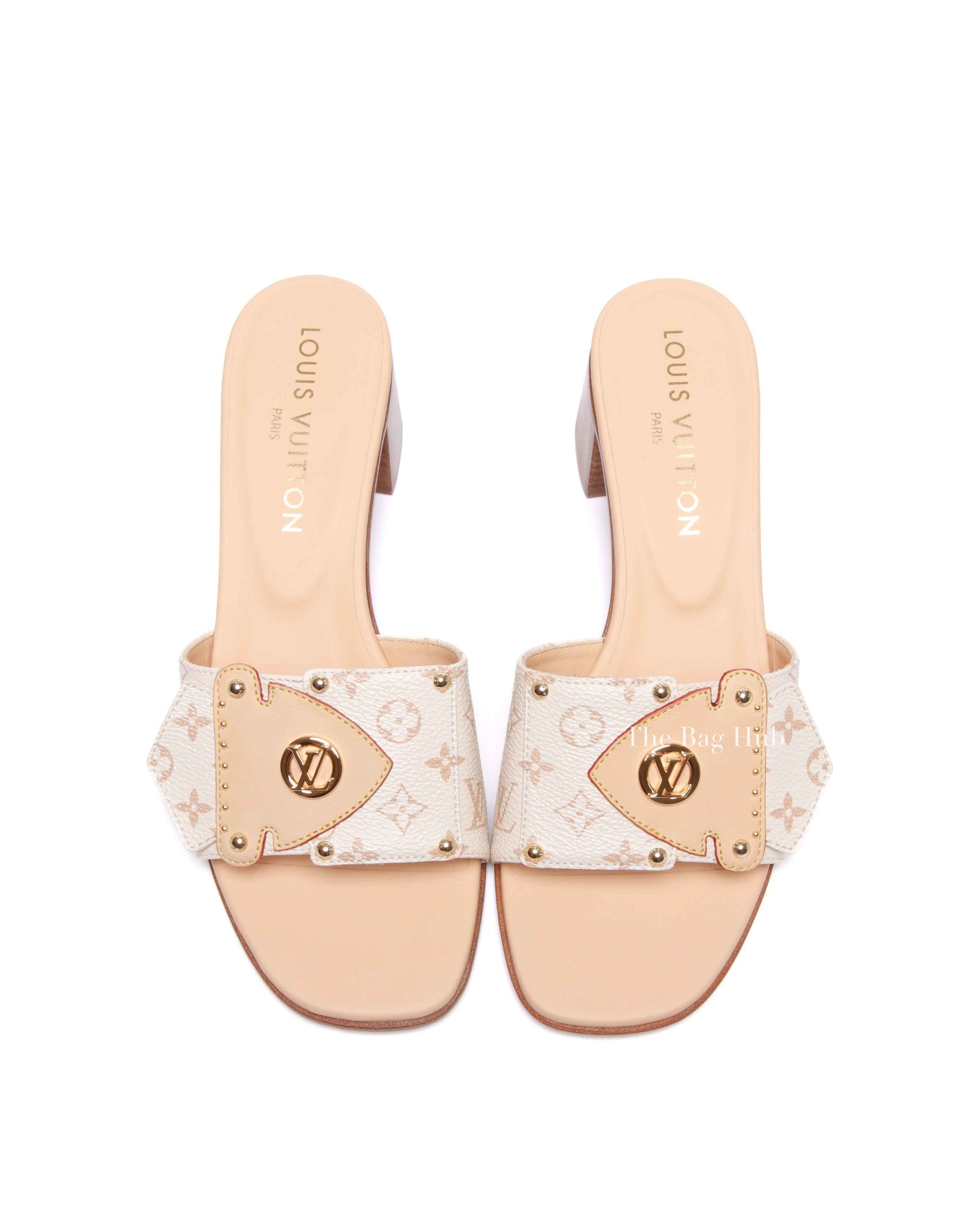 Louis Vuitton Dune Beige Monogram Canvas Frame Mules Size 38