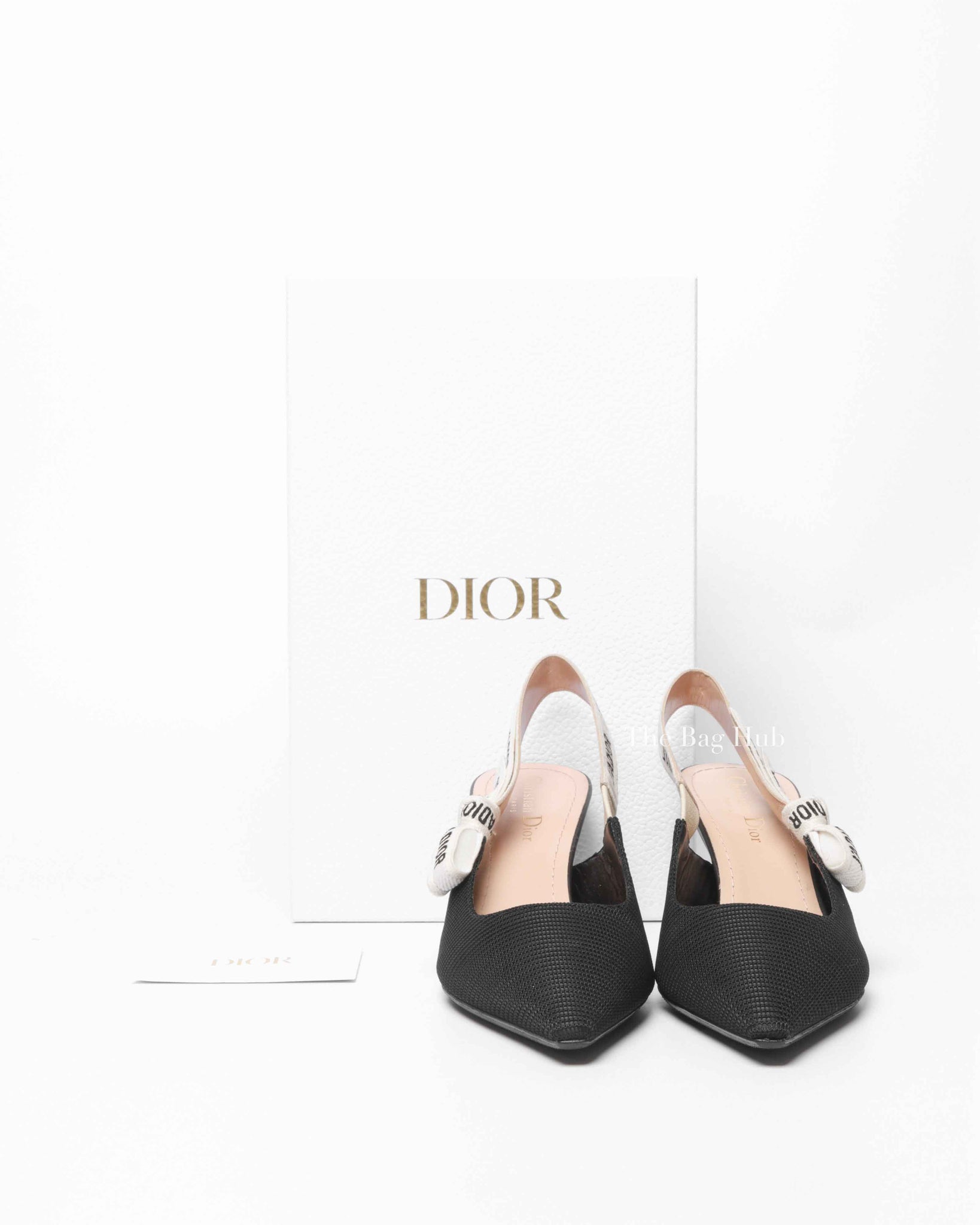 Dior Black Technical Fabric J'Adior Slingback Pumps Size 38.5D