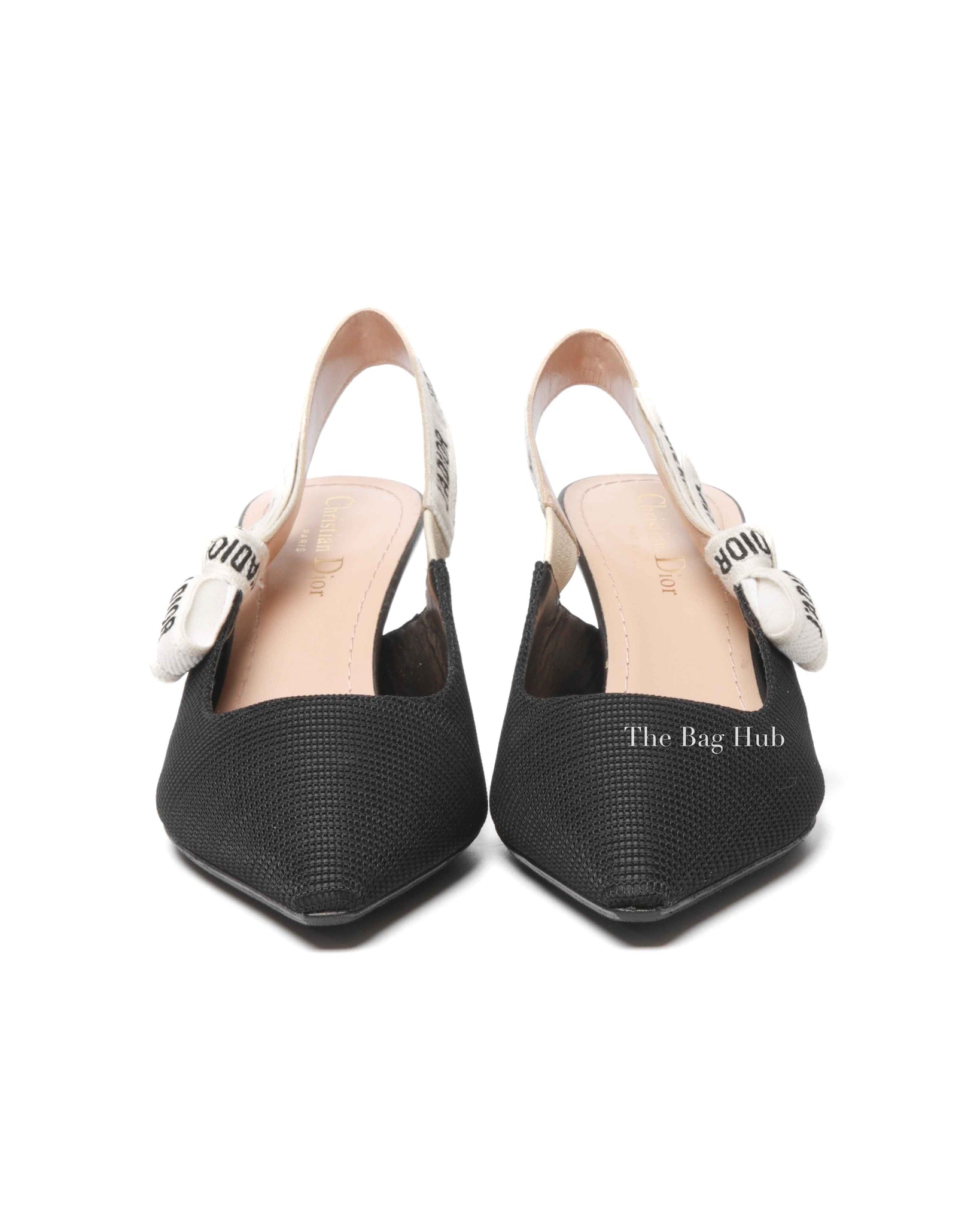 Dior Black Technical Fabric J'Adior Slingback Pumps Size 38.5D