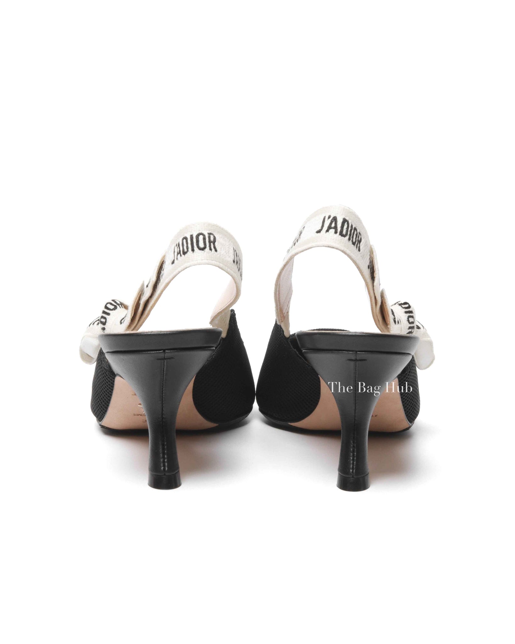 Dior Black Technical Fabric J'Adior Slingback Pumps Size 38.5D