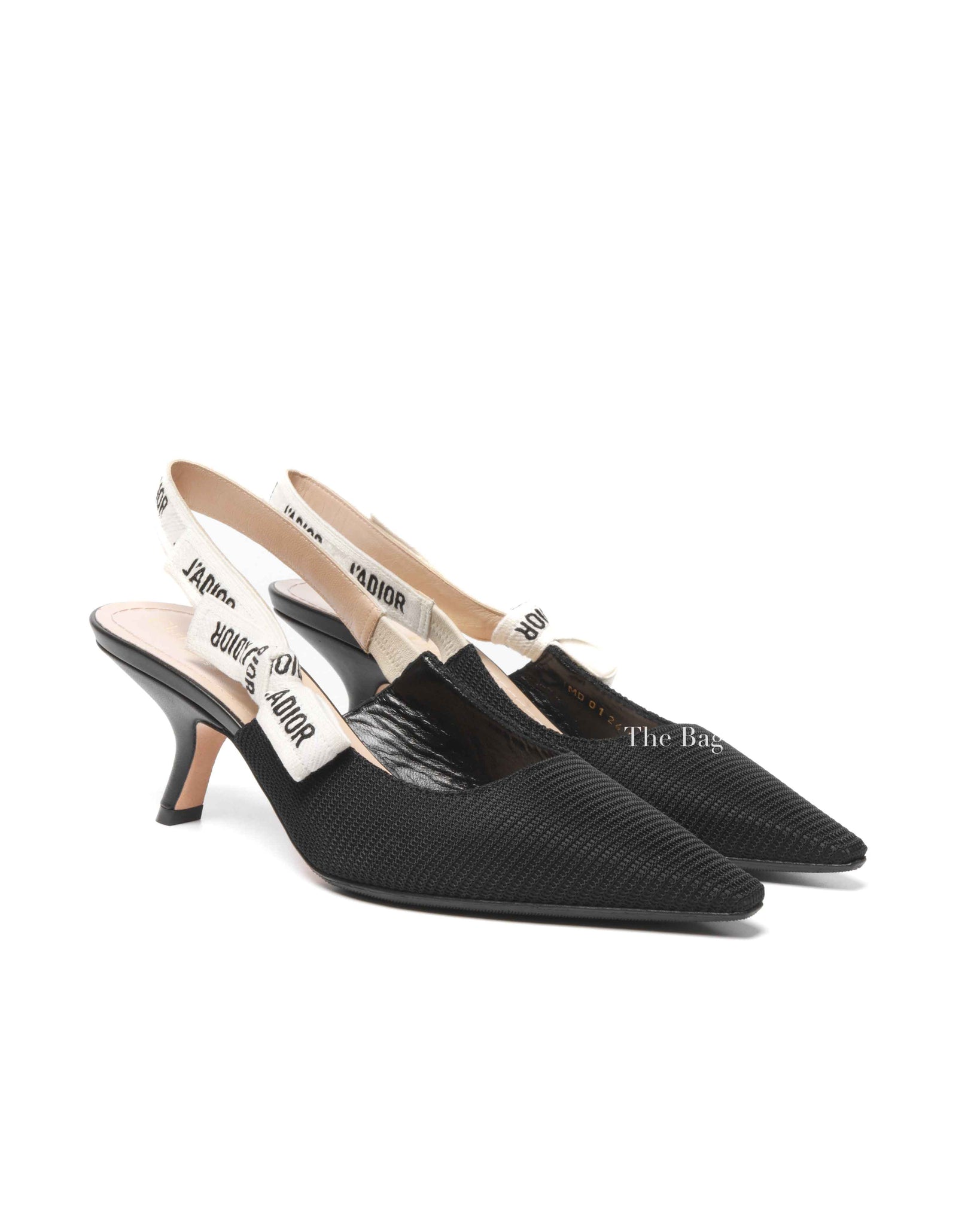 Dior Black Technical Fabric J'Adior Slingback Pumps Size 38.5D