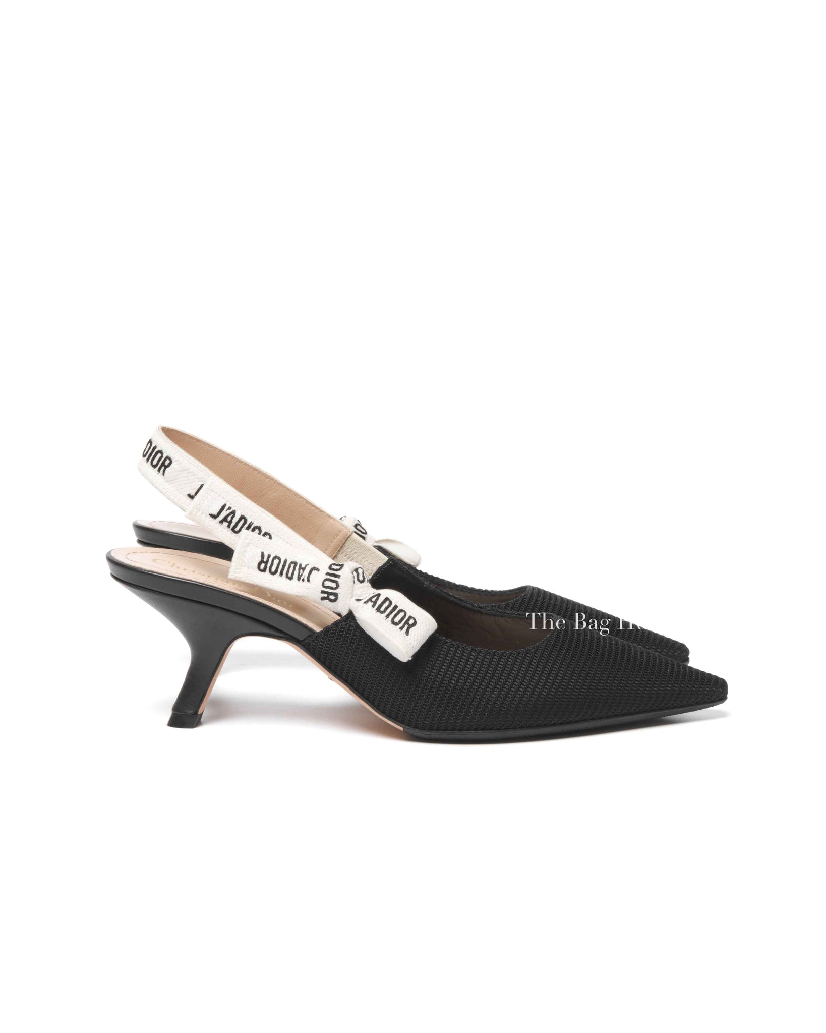 Dior Black Technical Fabric J'Adior Slingback Pumps Size 38.5D