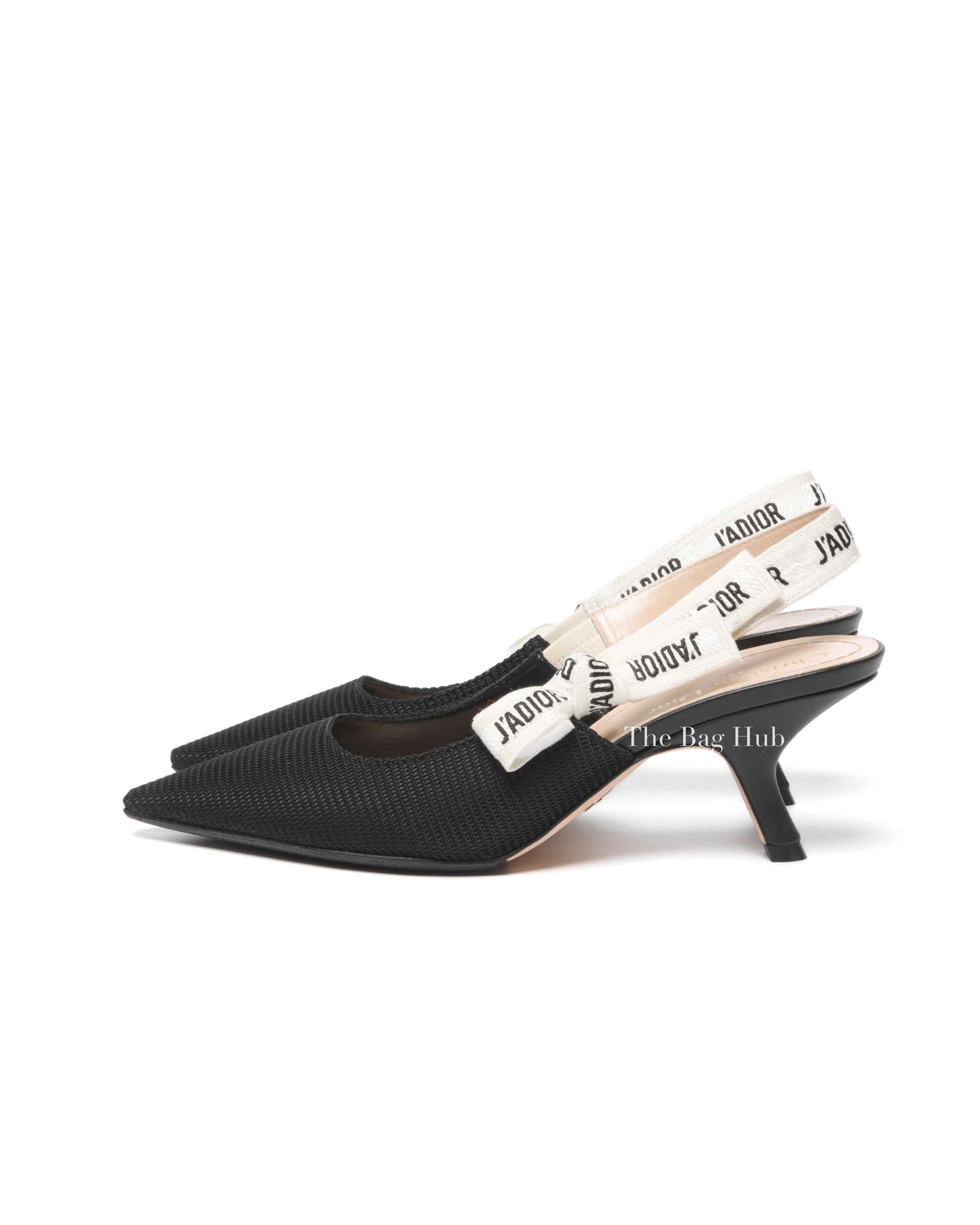 Dior Black Technical Fabric J'Adior Slingback Pumps Size 38.5D