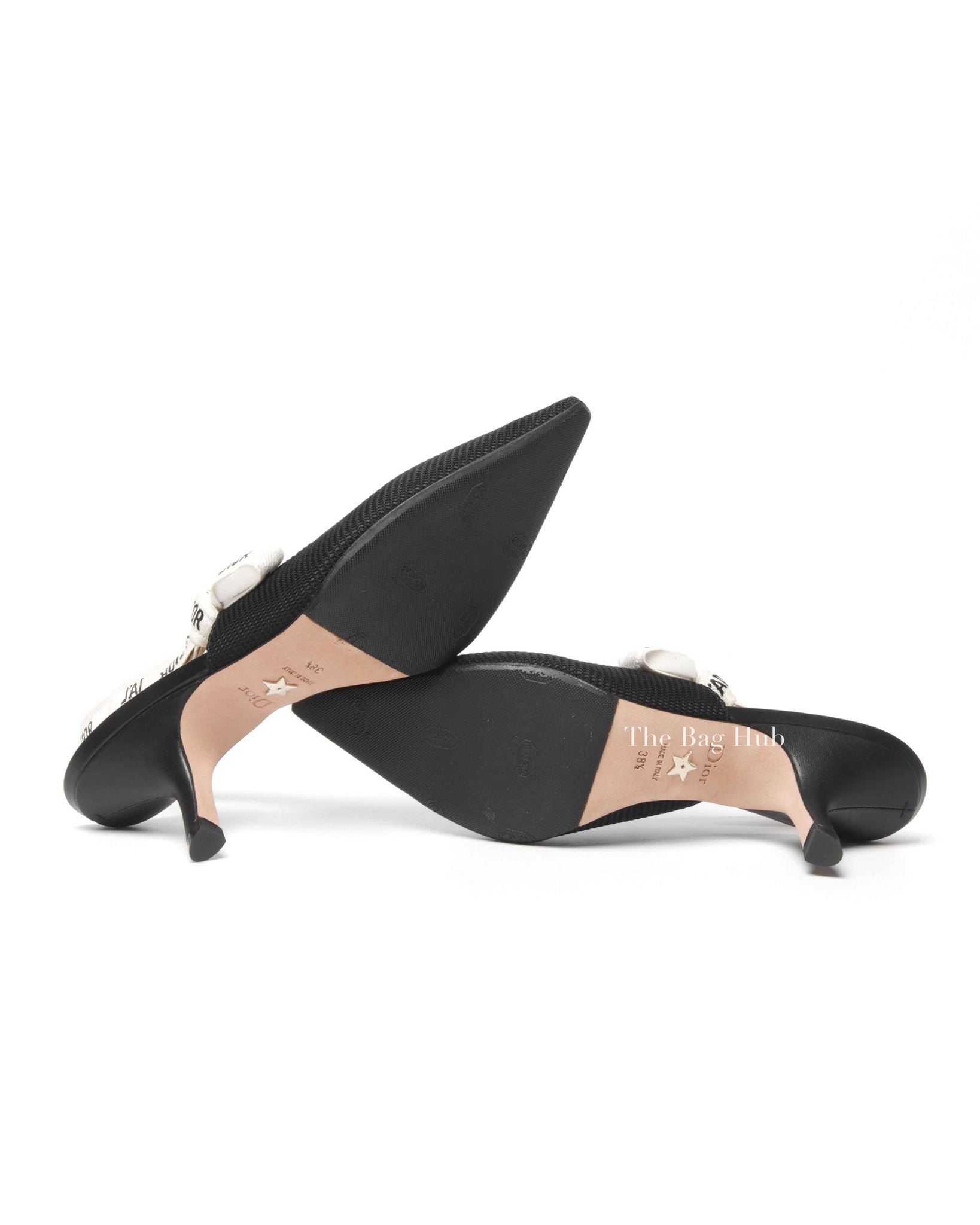 Dior Black Technical Fabric J'Adior Slingback Pumps Size 38.5D