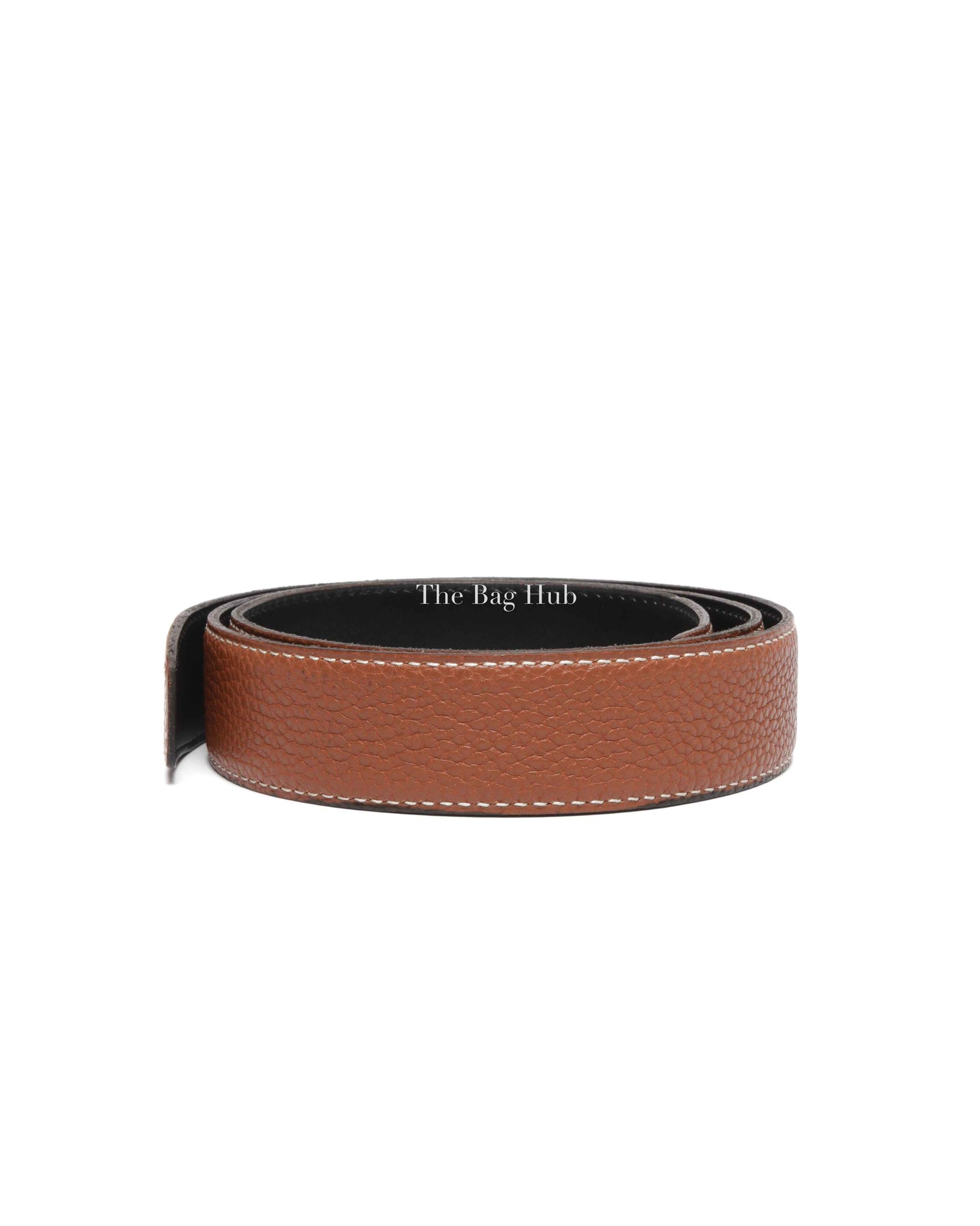 Hermes Noir/Gold Togo/Calfskin Reversible Belt Strap Size 85