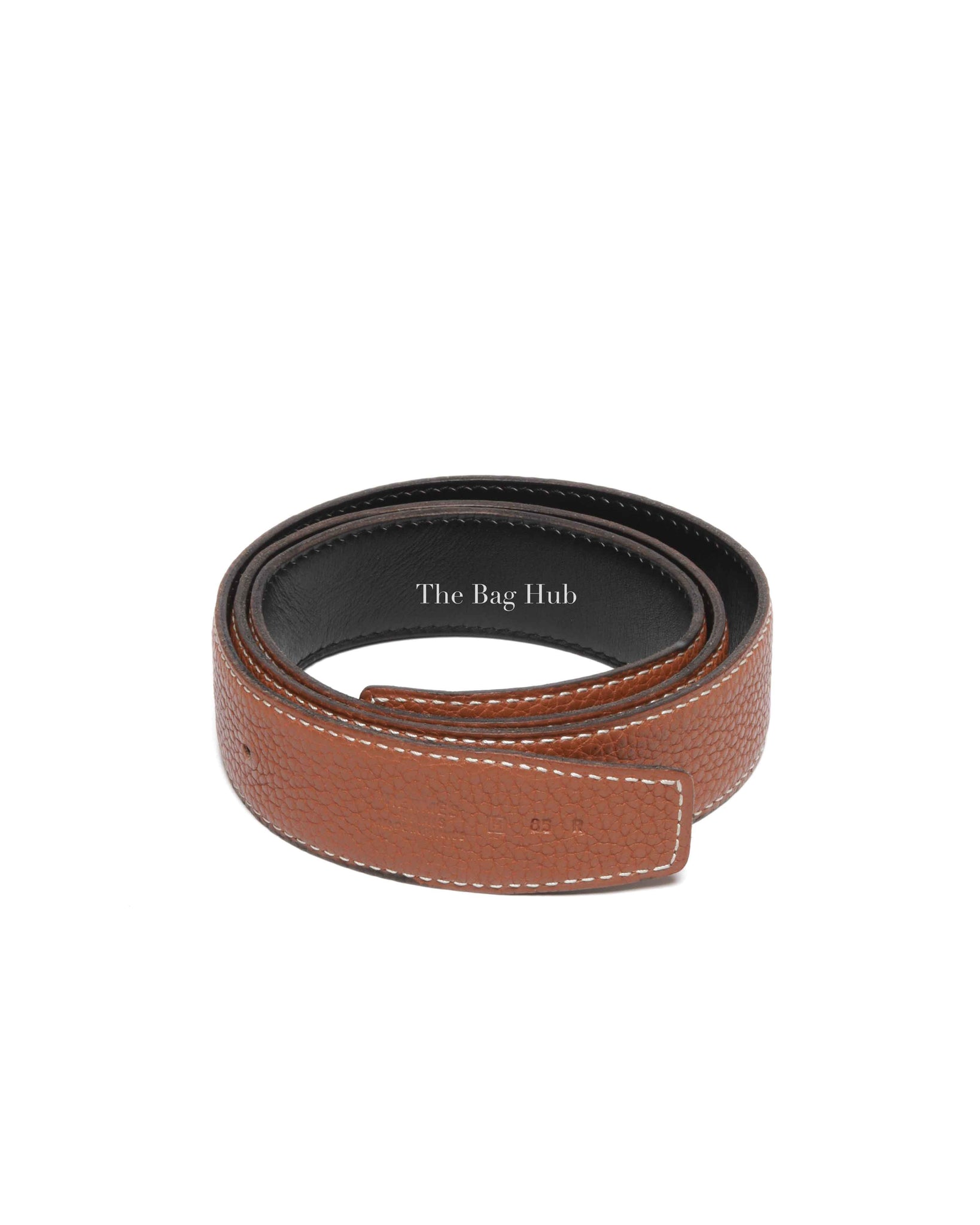 Hermes Noir/Gold Togo/Calfskin Reversible Belt Strap Size 85