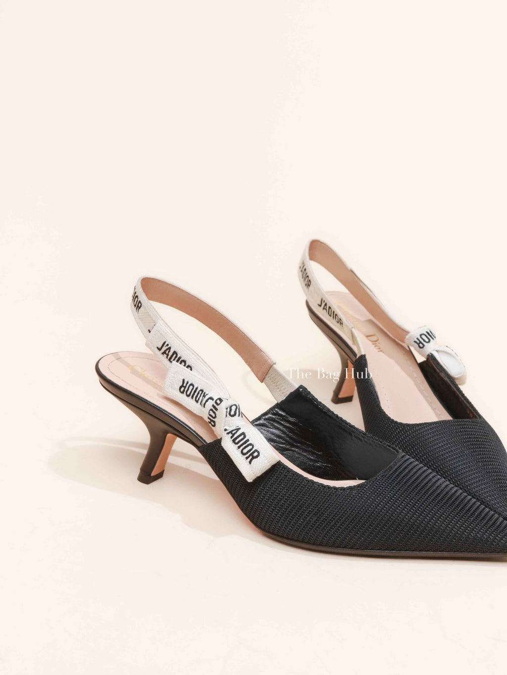 Dior Black Technical Fabric J'Adior Slingback Pumps Size 38.5D