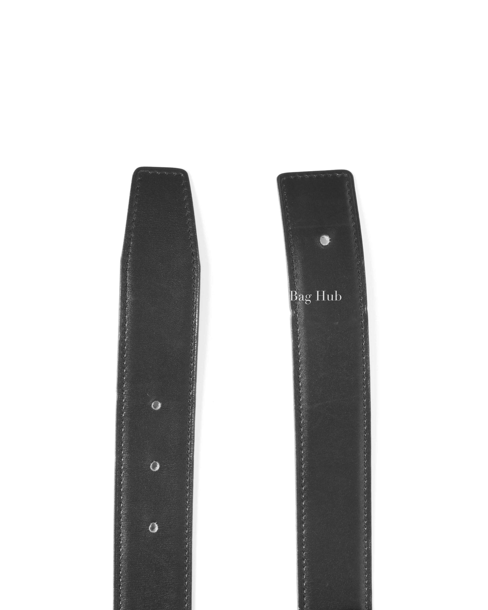 Hermes Noir/Gold Leather Reversible Belt Strap 65cm