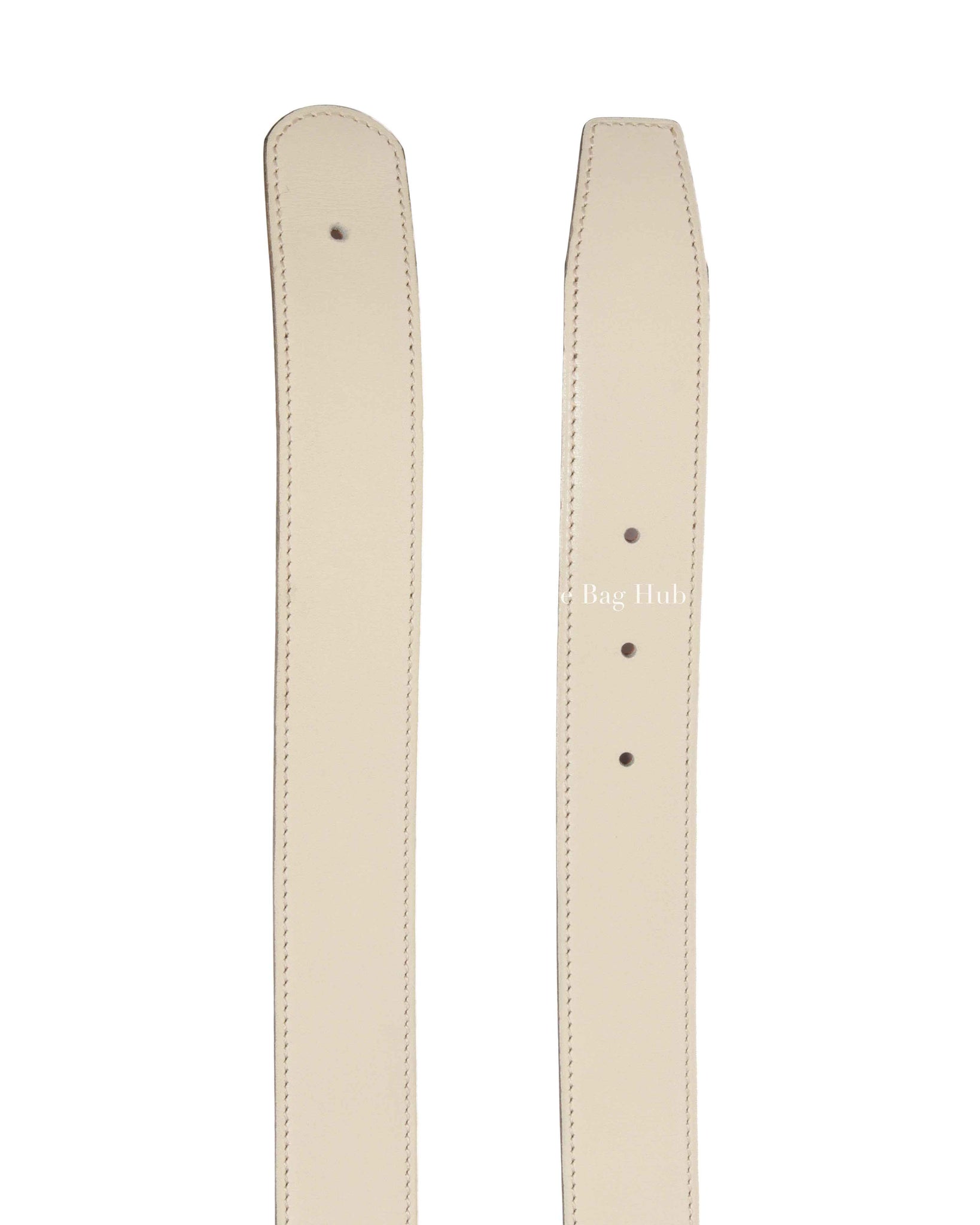 Hermes White/Gold Leather Reversible Belt Strap 75cm