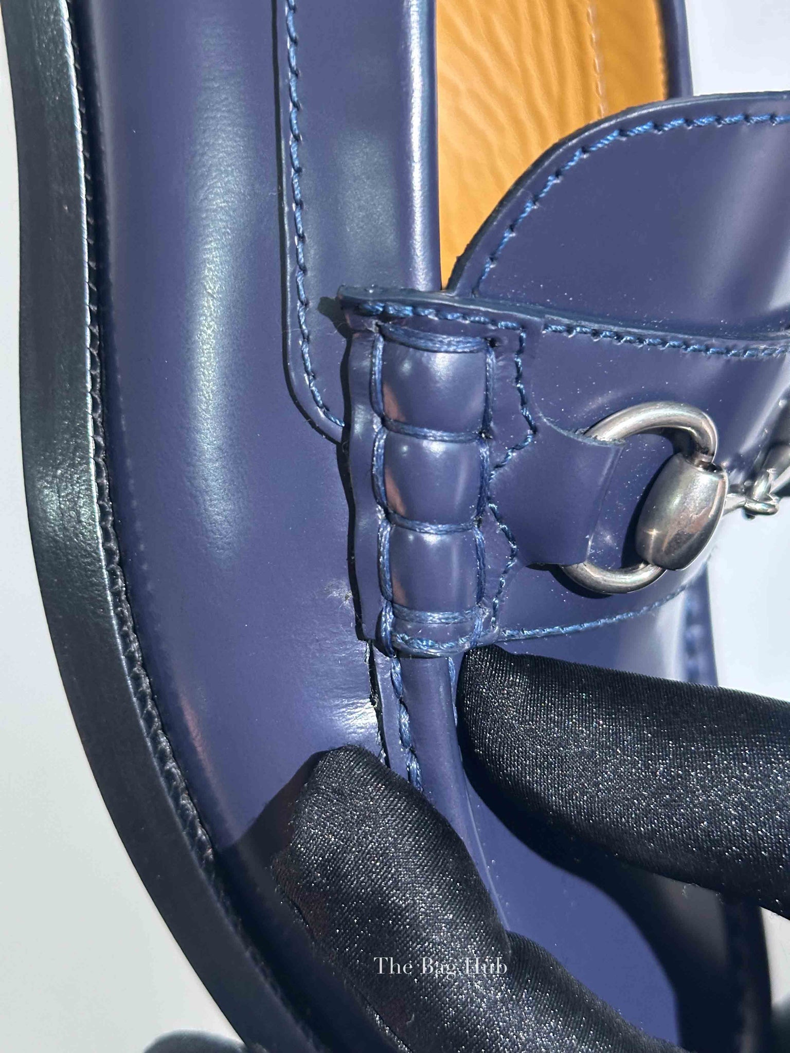 Gucci Dark Blue Leather Horsebit Loafers Size 6.5