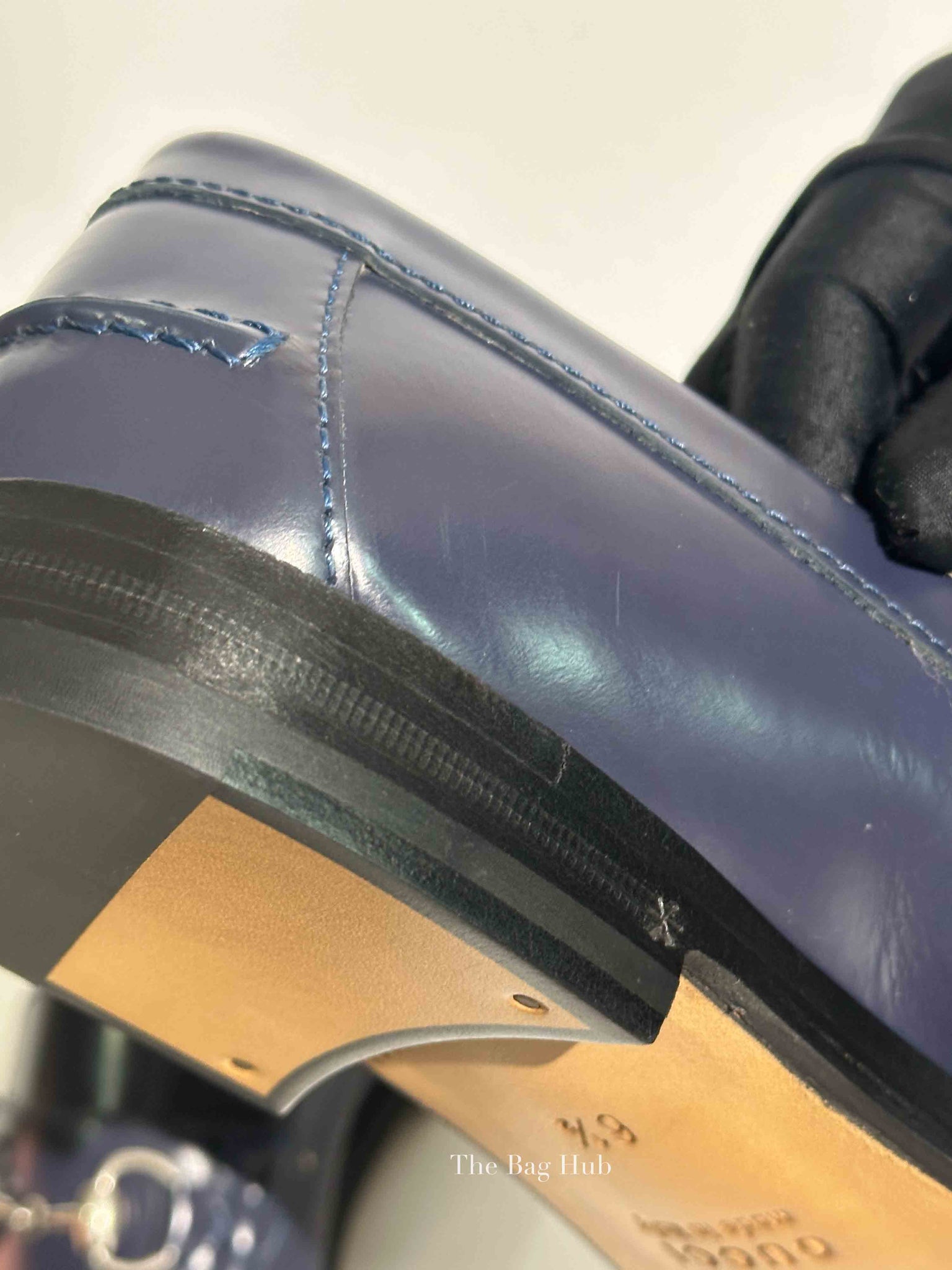 Gucci Dark Blue Leather Horsebit Loafers Size 6.5