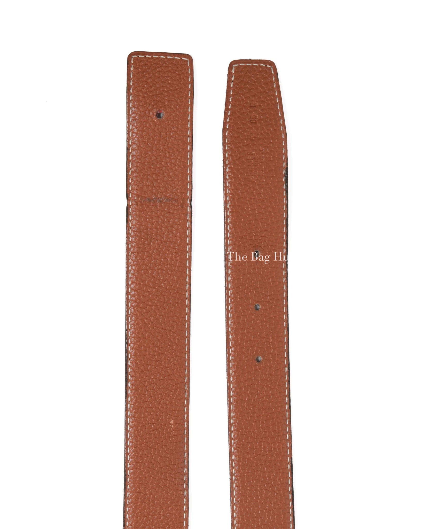 Hermes Noir/Gold Togo/Calfskin Reversible Belt Strap Size 85