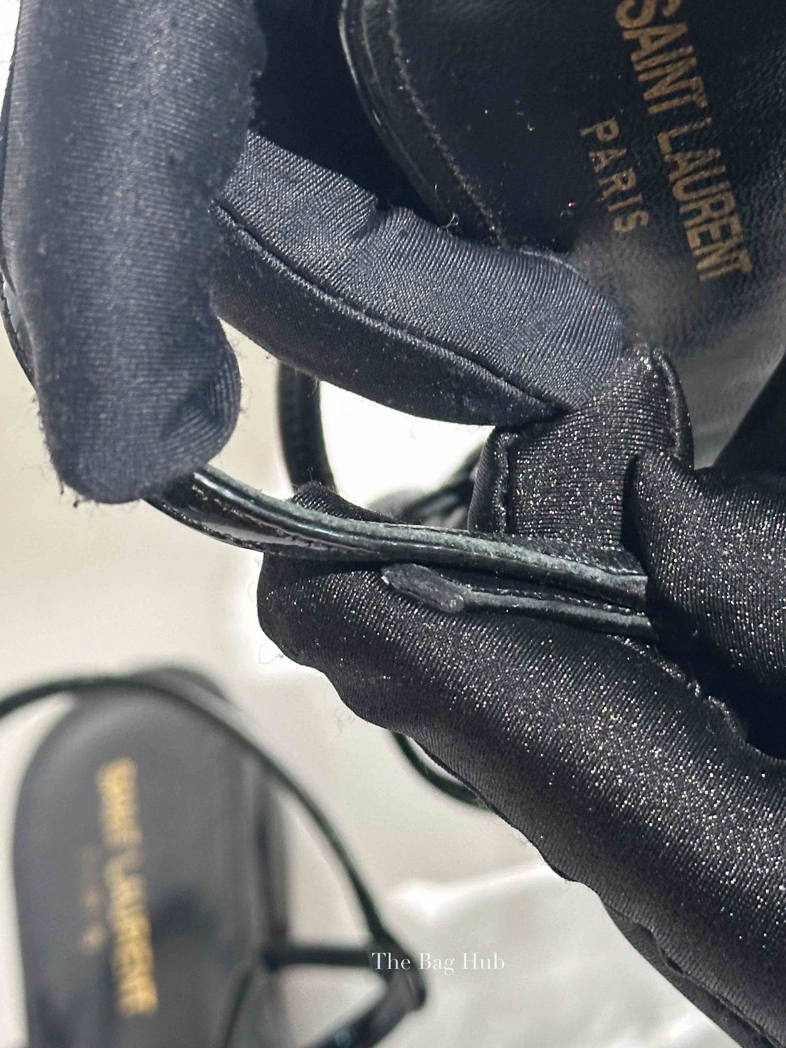 Saint Laurent Black Patent Leather Cassandra Sandals Size 36