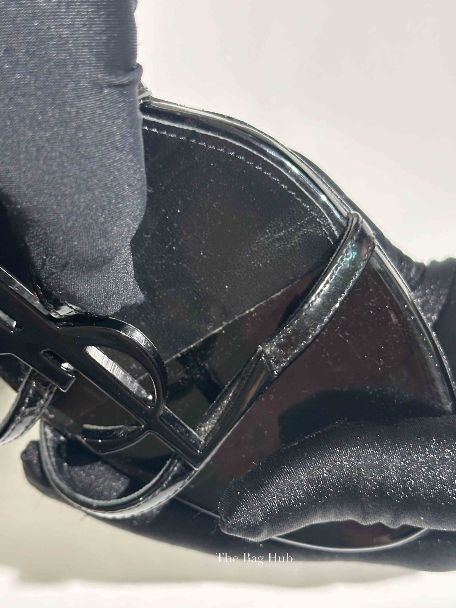 Saint Laurent Black Patent Leather Cassandra Sandals Size 36